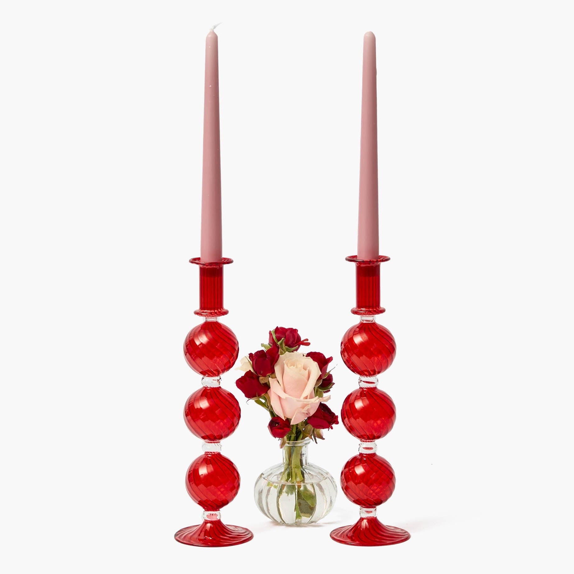 Camille Red Candle Holder (Pair)