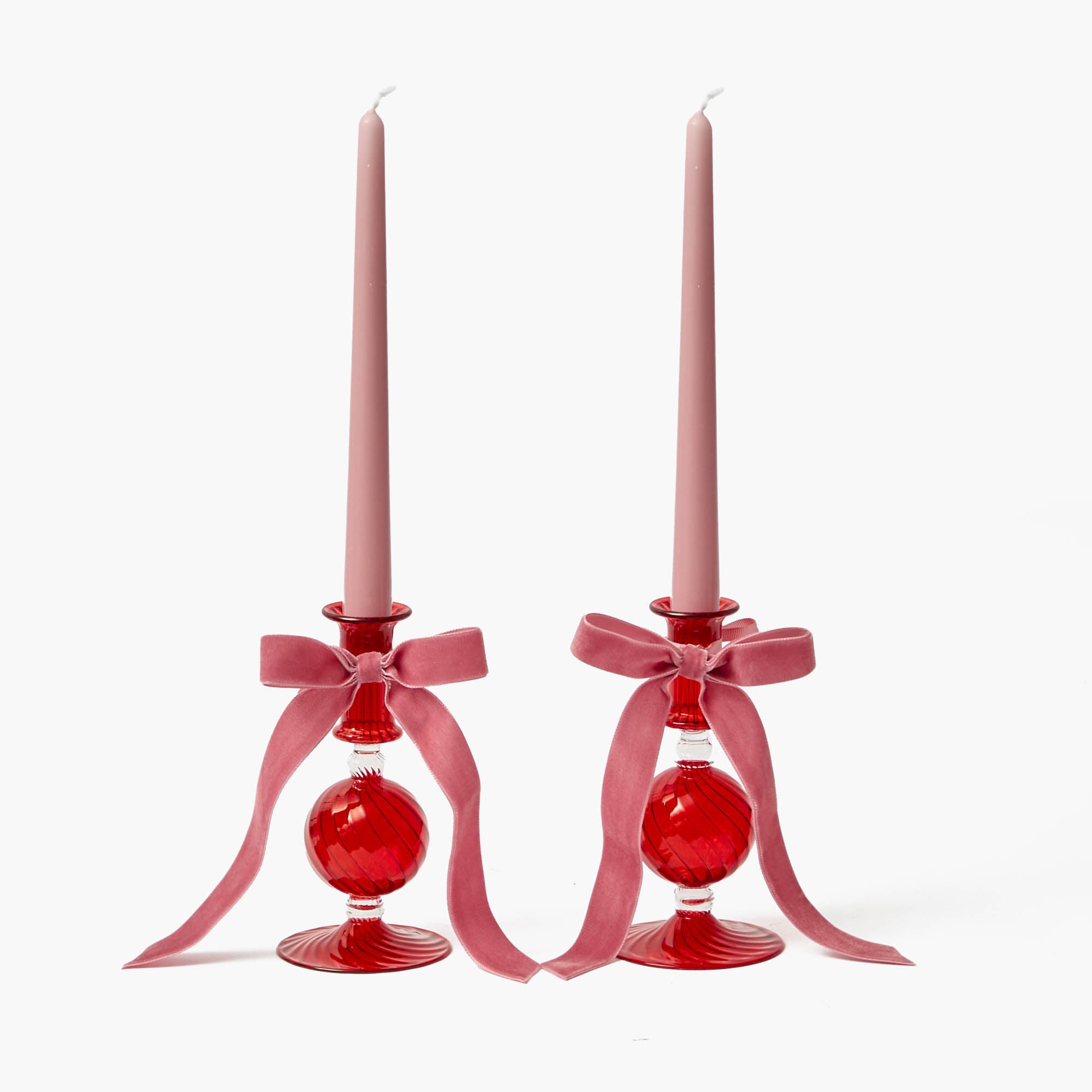 Small Camille Red Candle Holder (Pair)