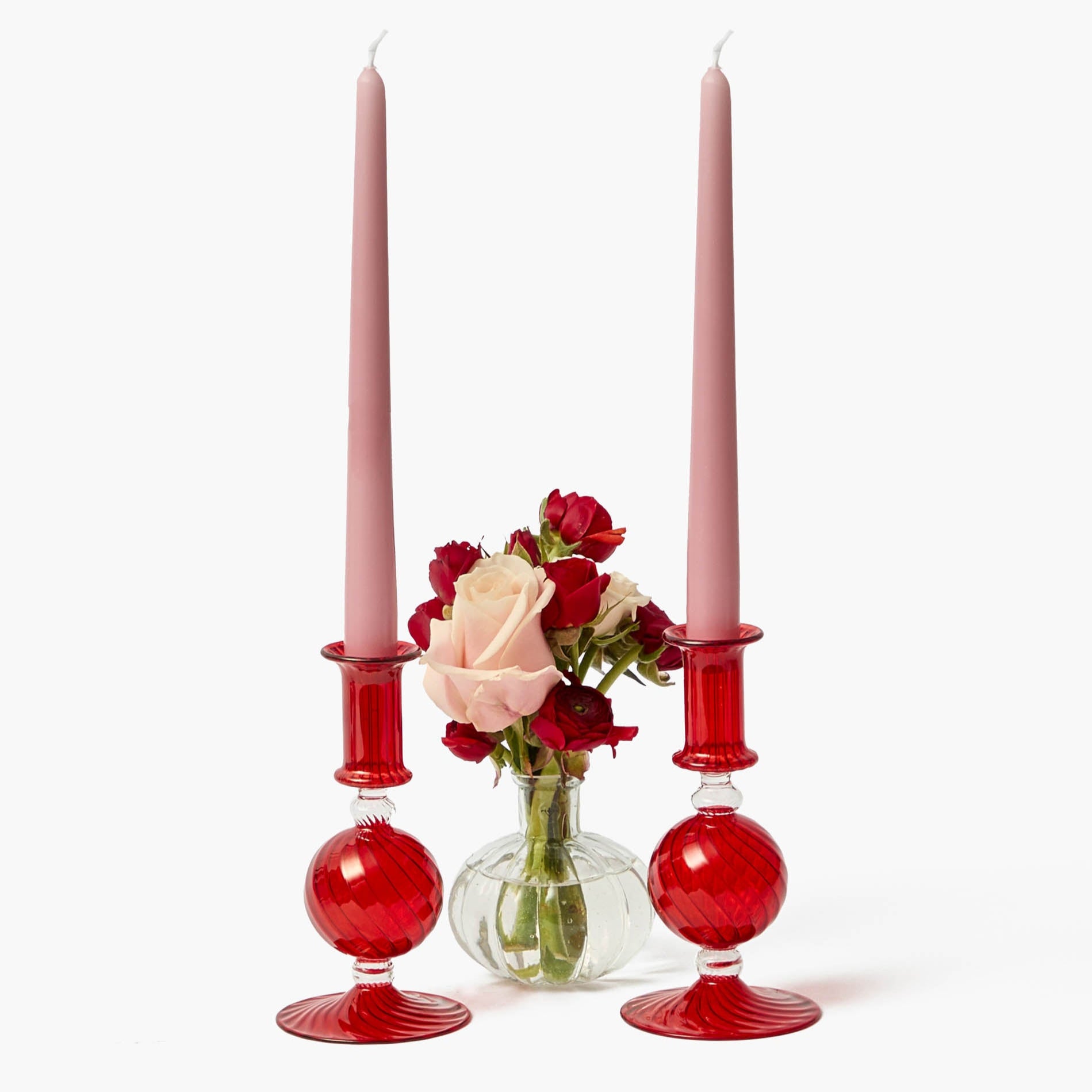 Small Camille Red Candle Holder (Pair)