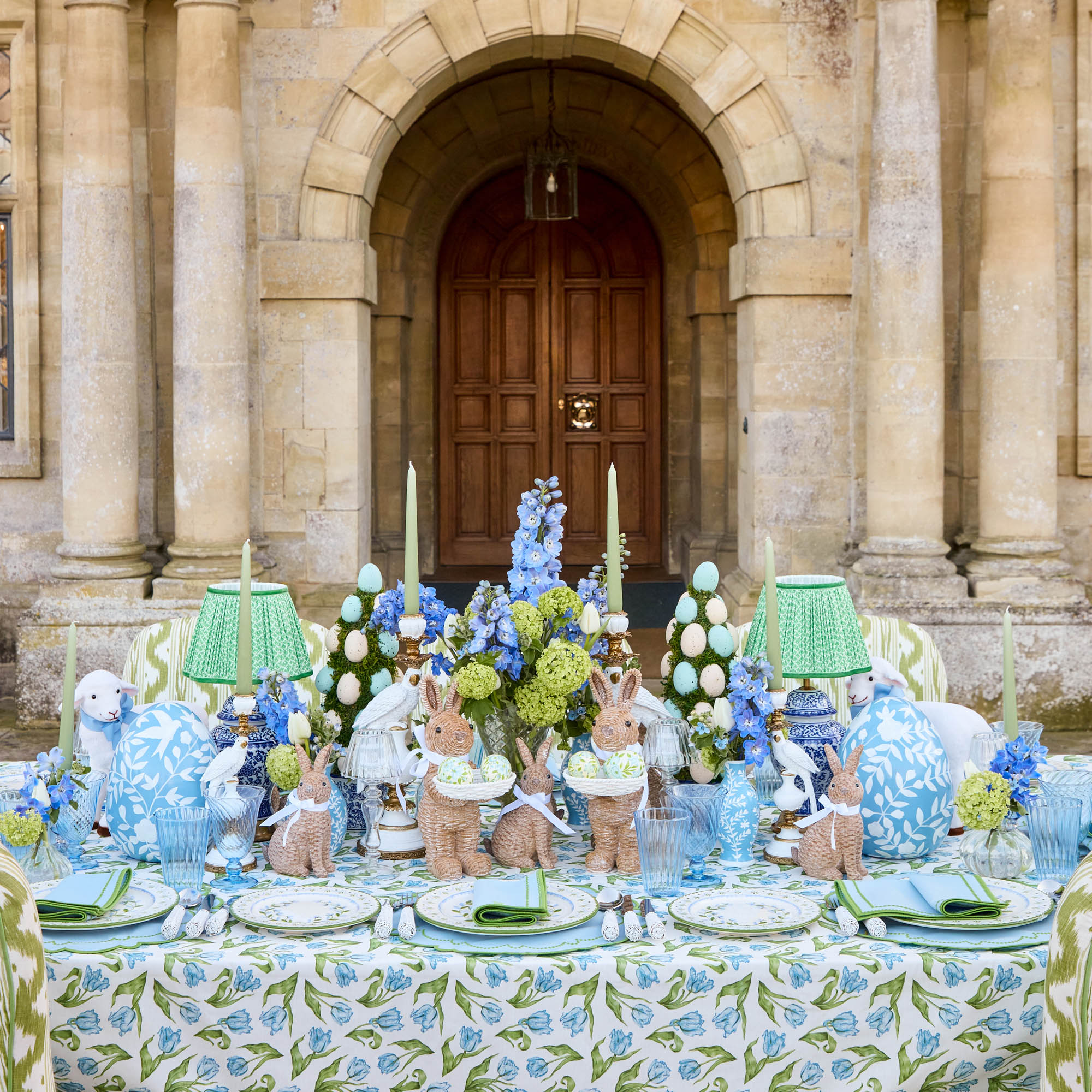 Large Blue Floral Tole Egg