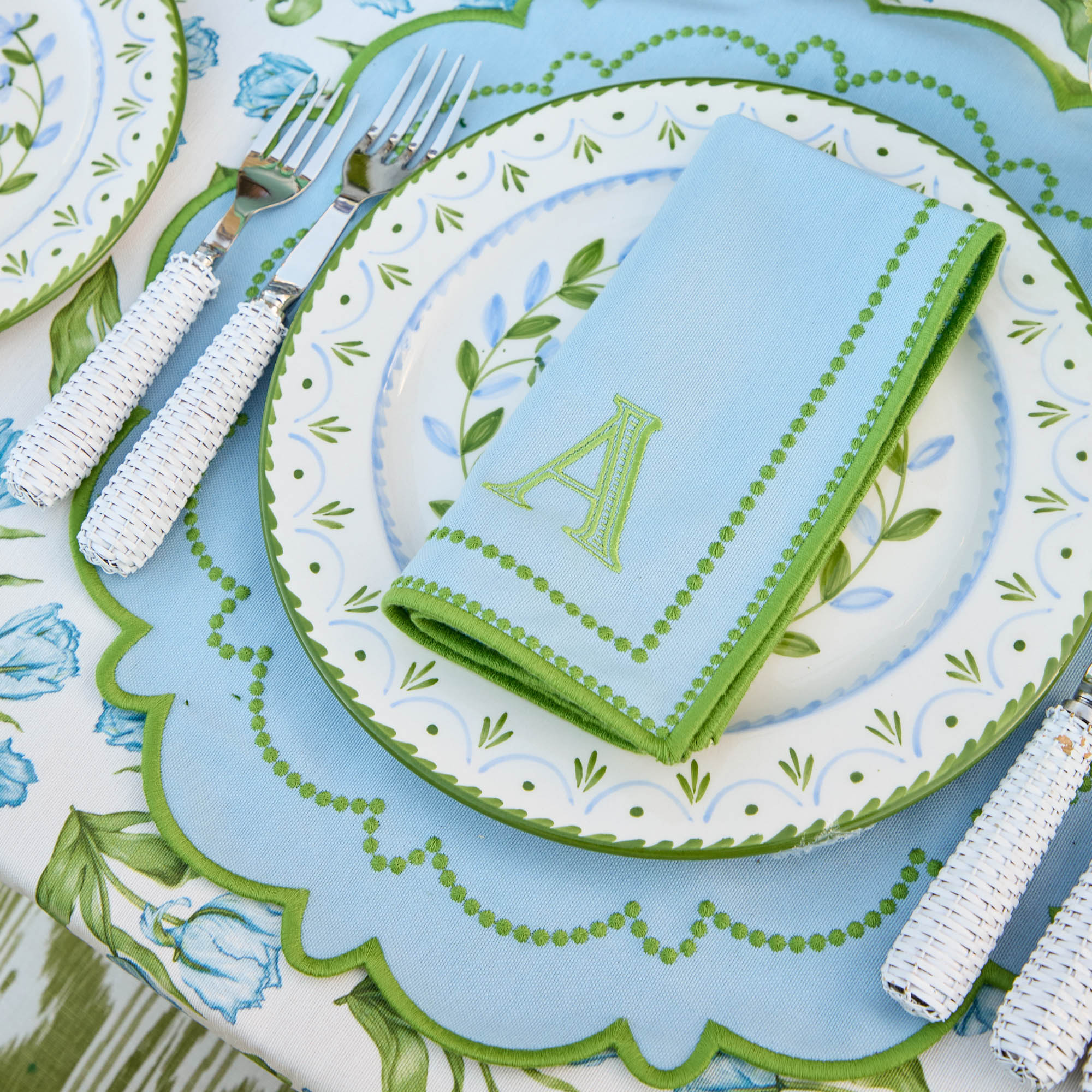 Mariana Blue & Green Placemats & Napkins (Set of 4)