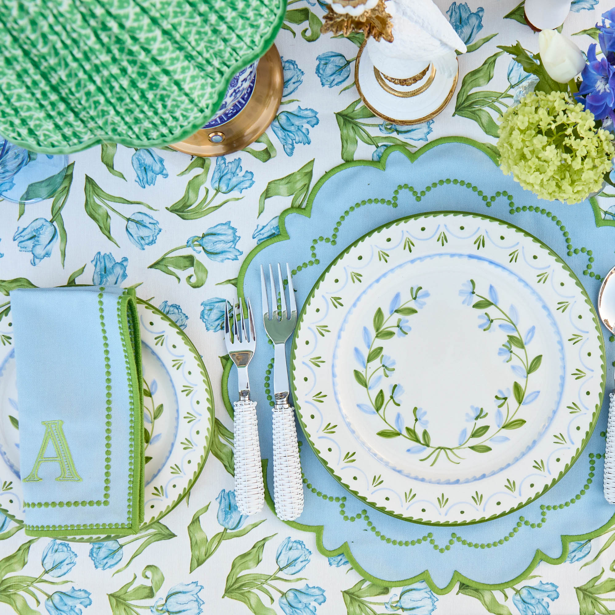 Mariana Blue & Green Placemats & Napkins (Set of 4)