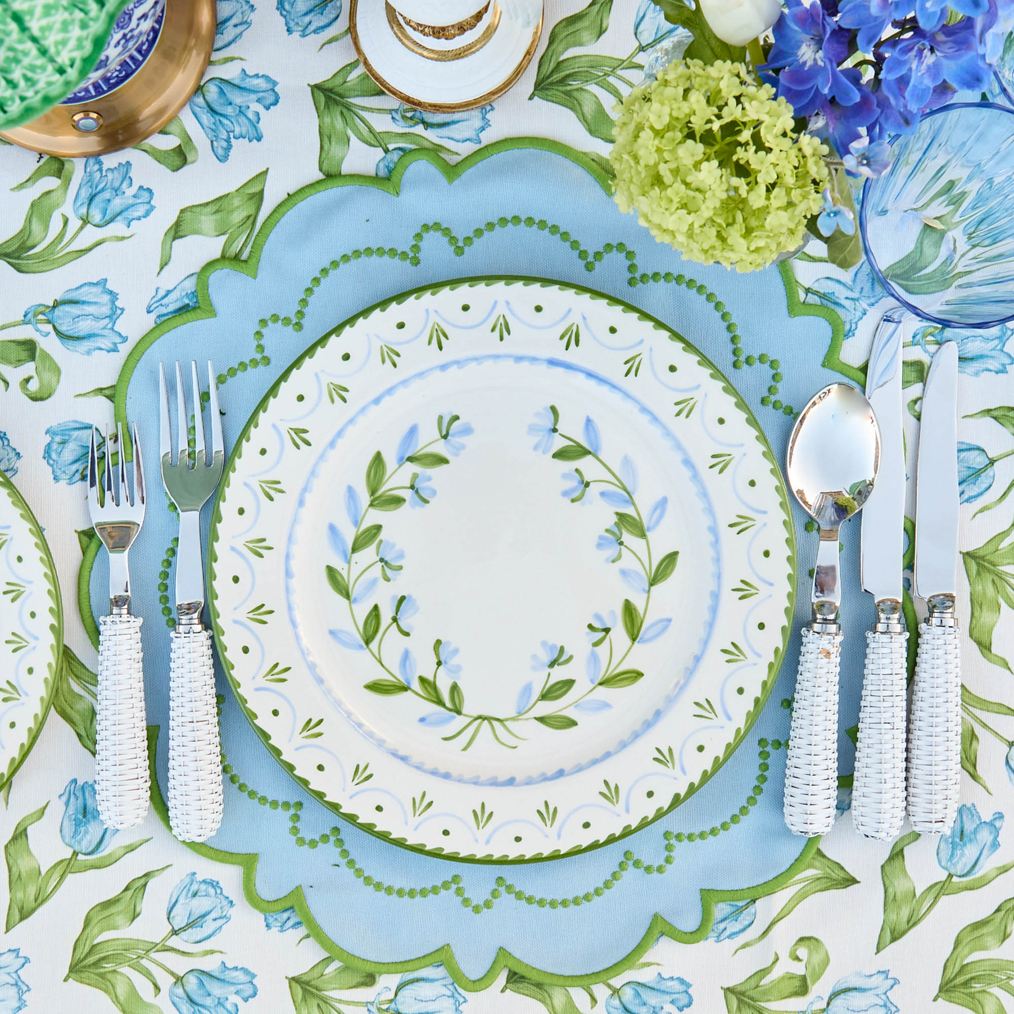 Josephine Green & Blue Dinner Plates (Set of 4)