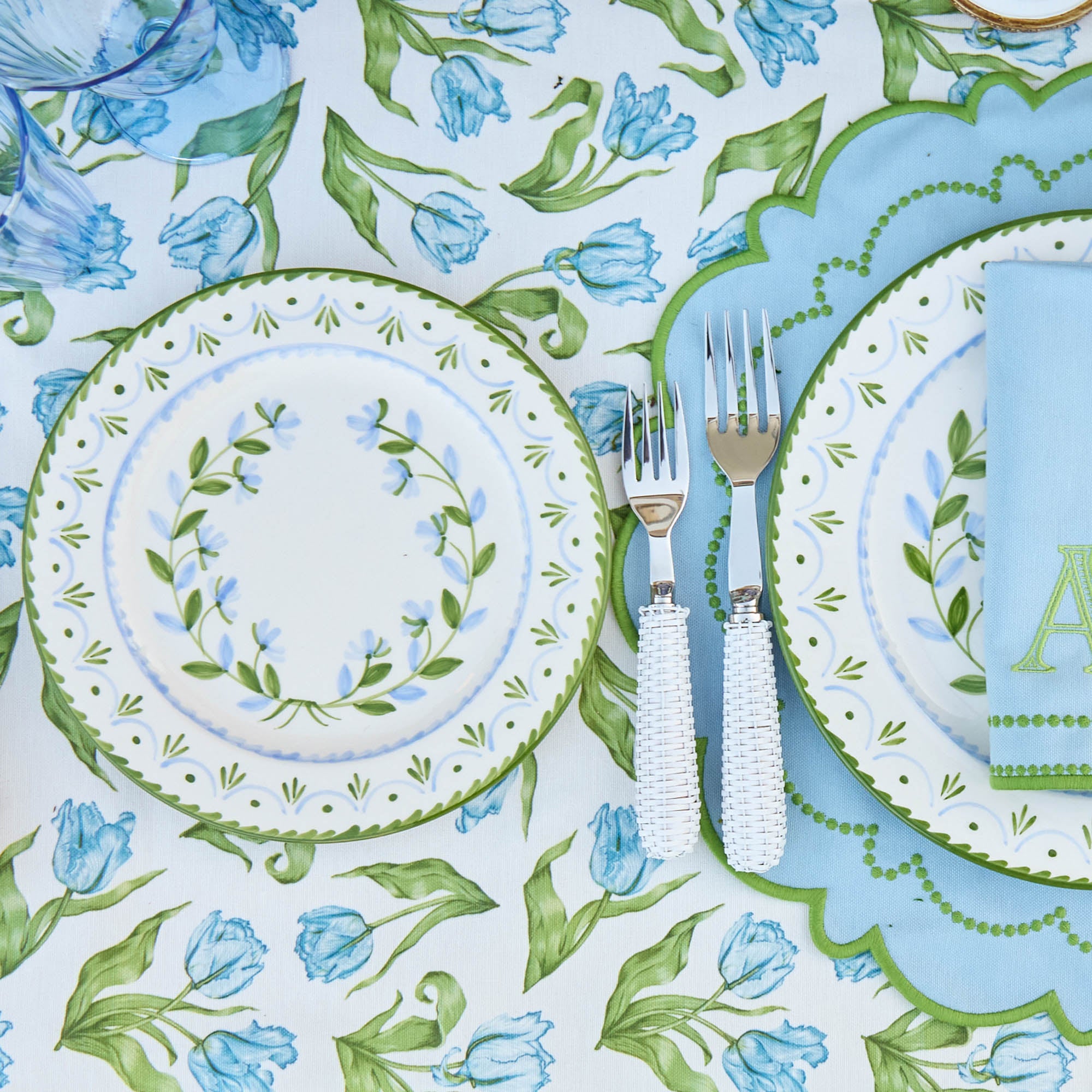 Josephine Green & Blue Dinner Plate