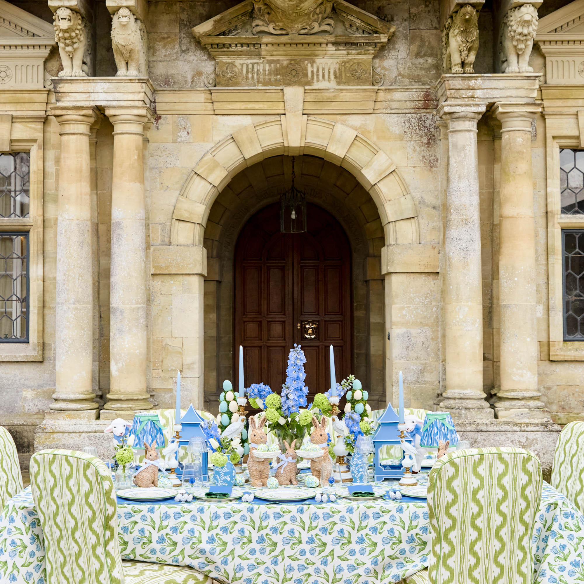 Lily of the Valley Blue Linen Napkins (Set of 4)