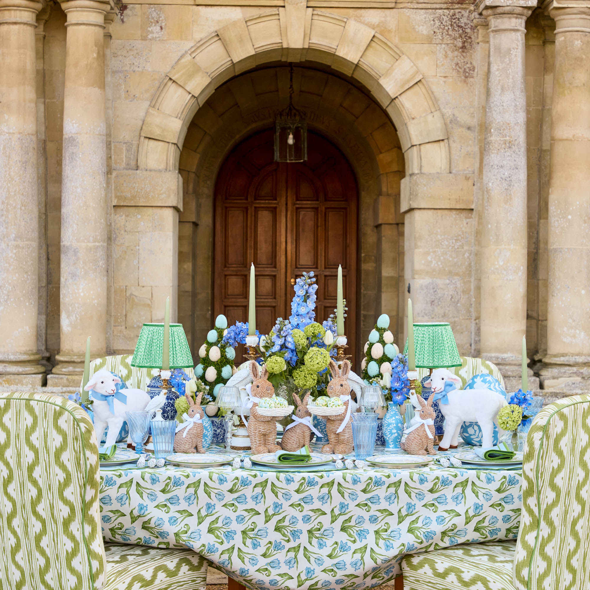 Blue Fluted Wine Glasses (Set of 4)