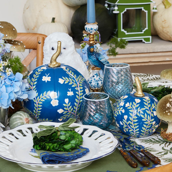 Embrace sophistication with this Blue Chinoiserie Pumpkin duo.
