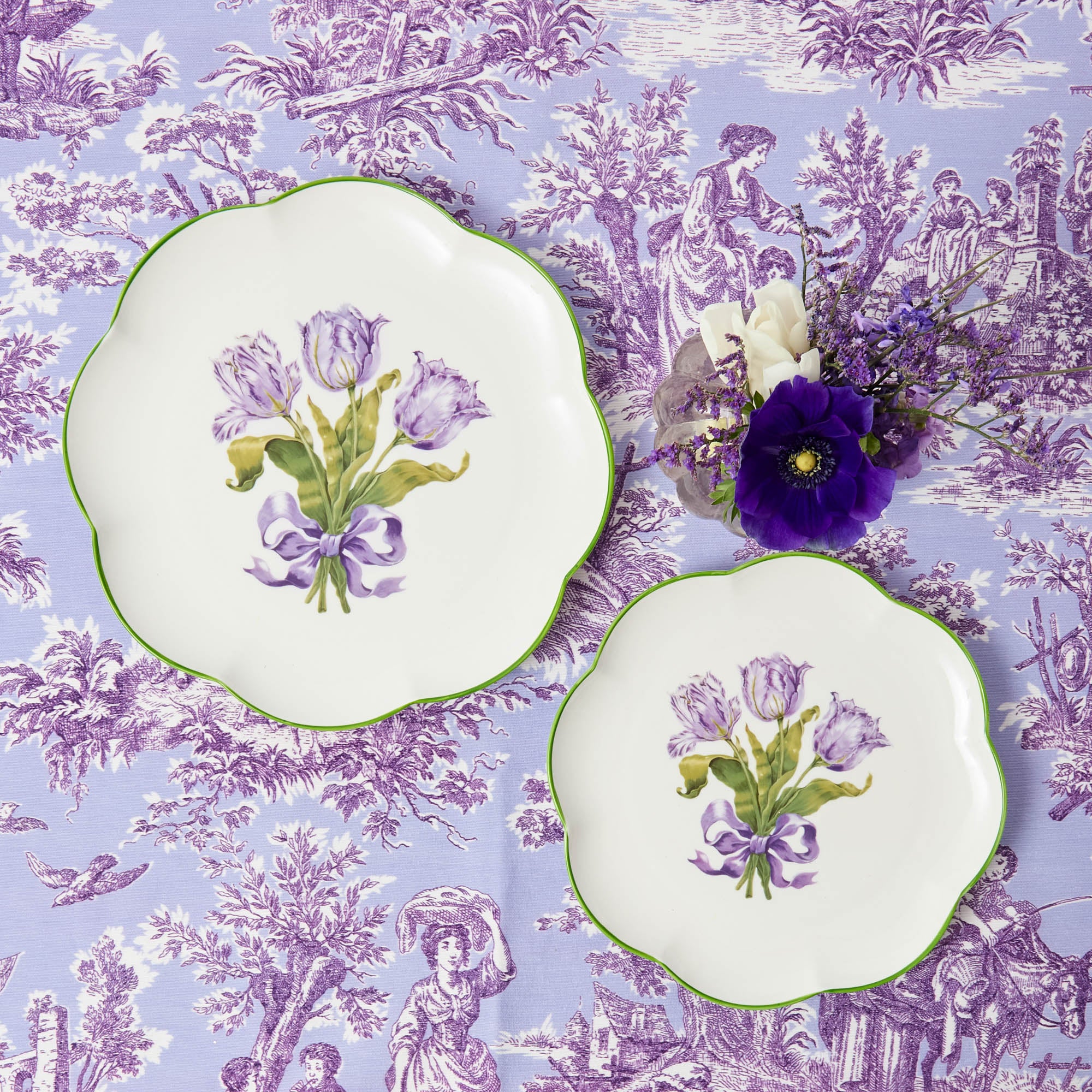 Purple Ottilie Toile Tablecloth