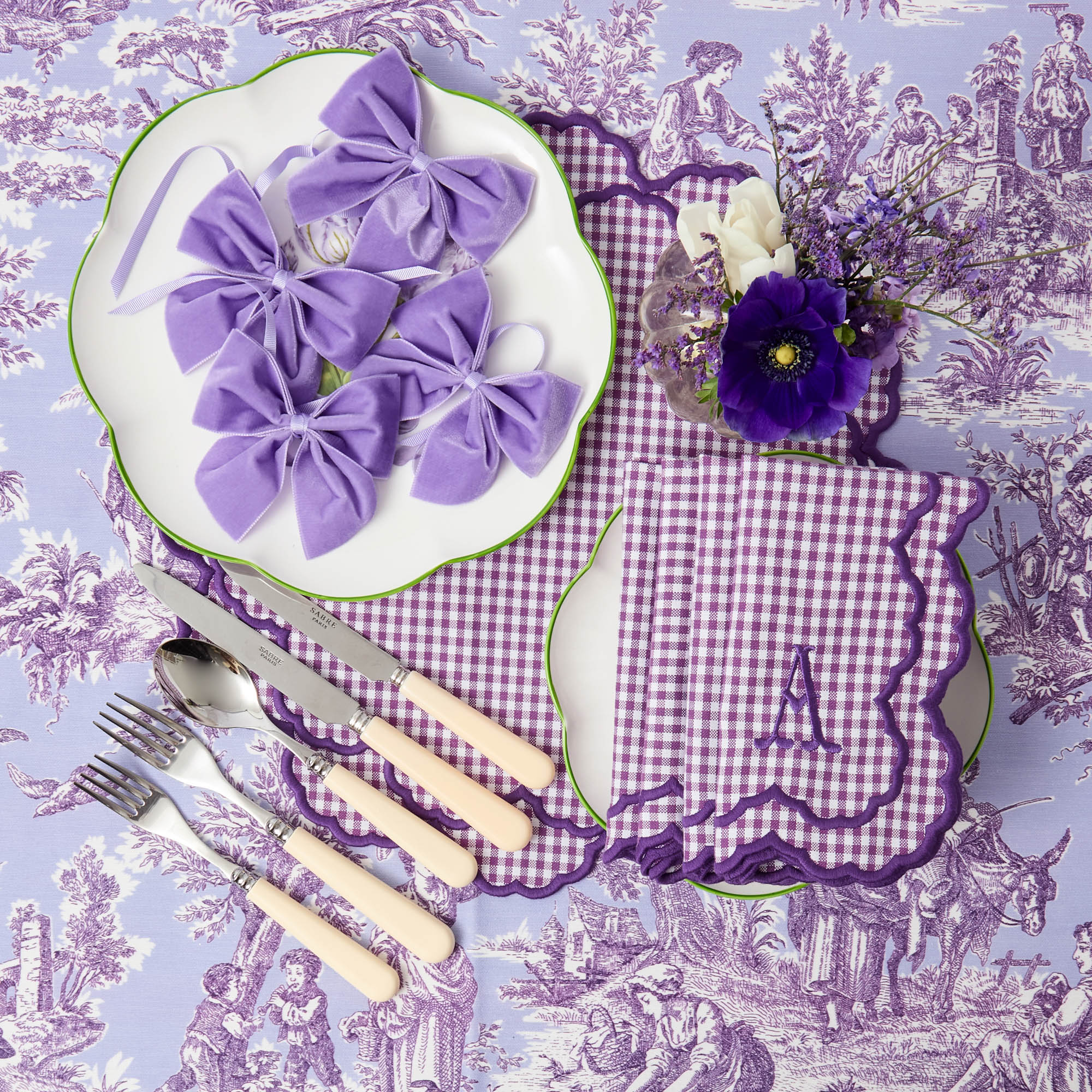 Lilac Velvet Napkin Bows (Set of 4)