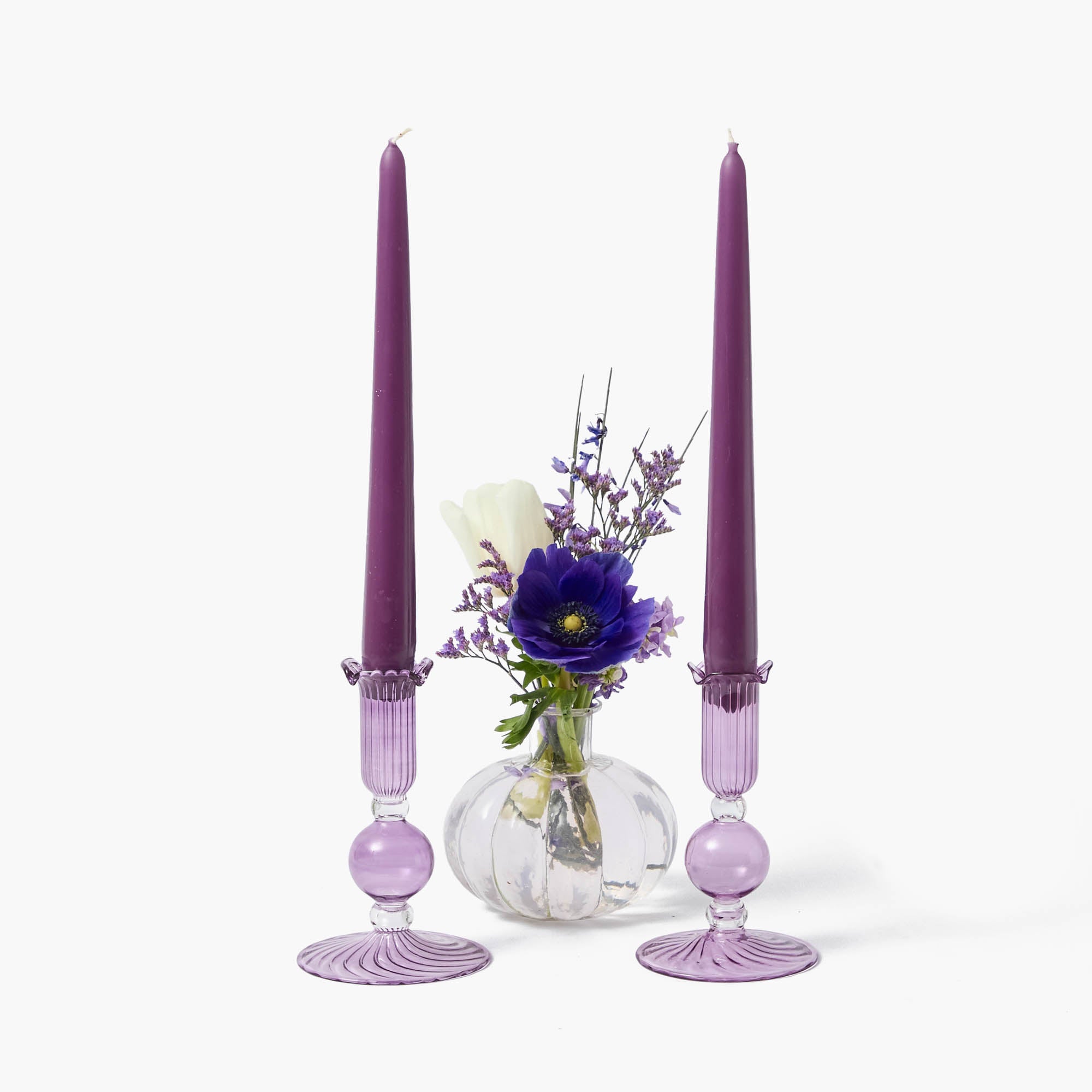 Small Eden Purple Candle Holder (Pair)