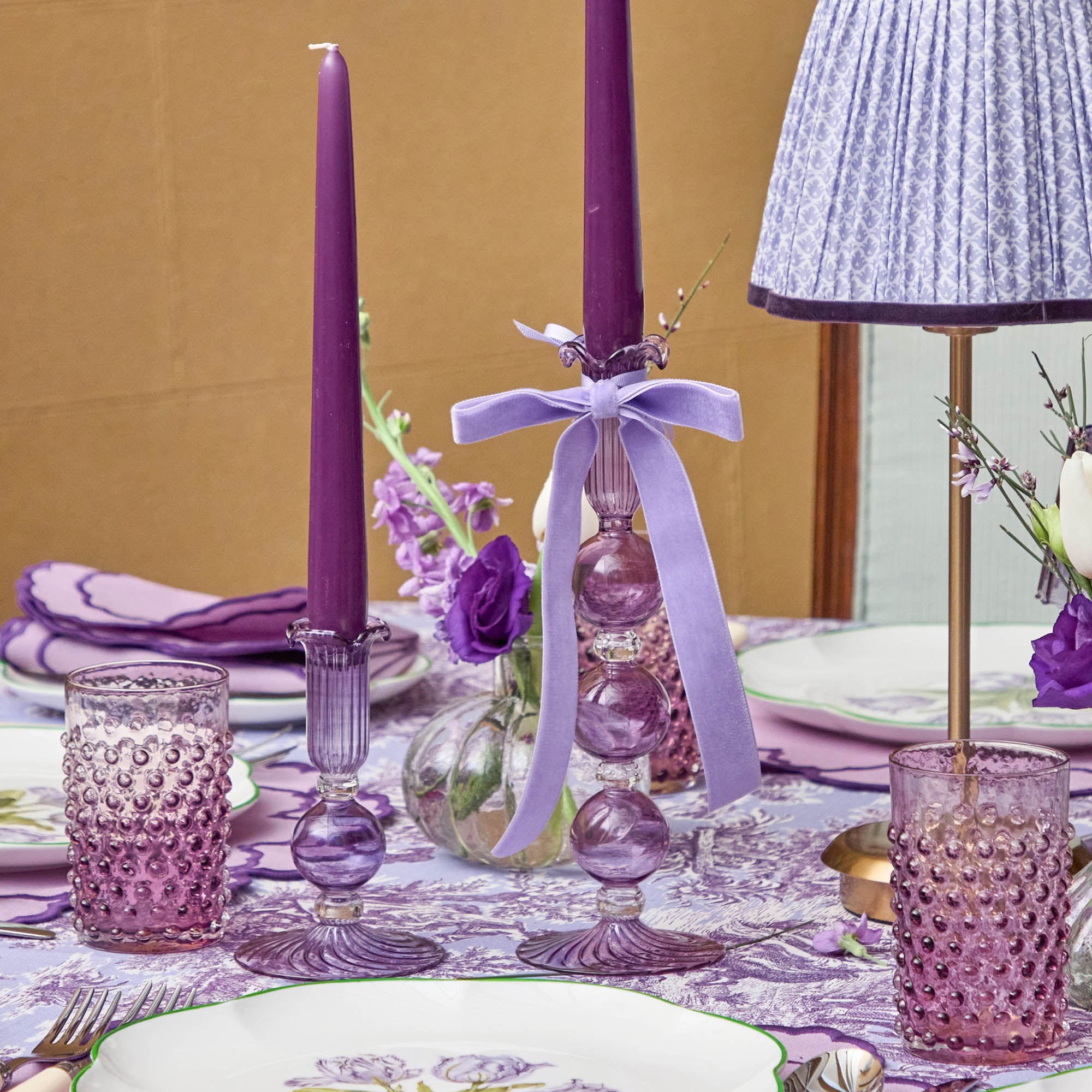 Small Eden Purple Candle Holder (Pair)