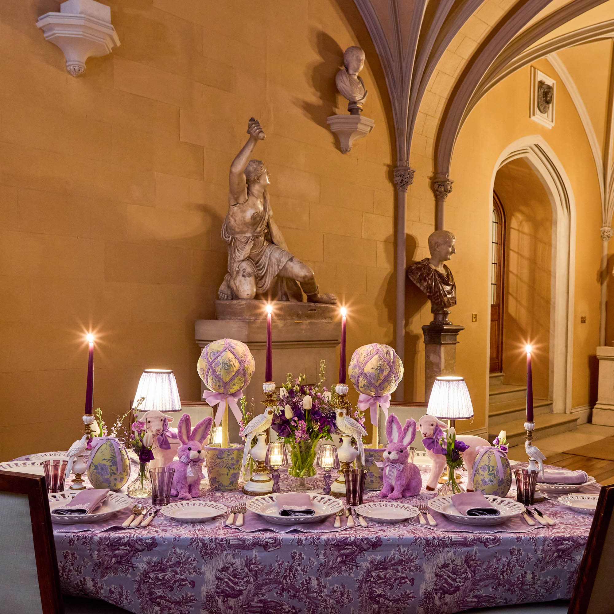 Purple Ottilie Toile Tablecloth
