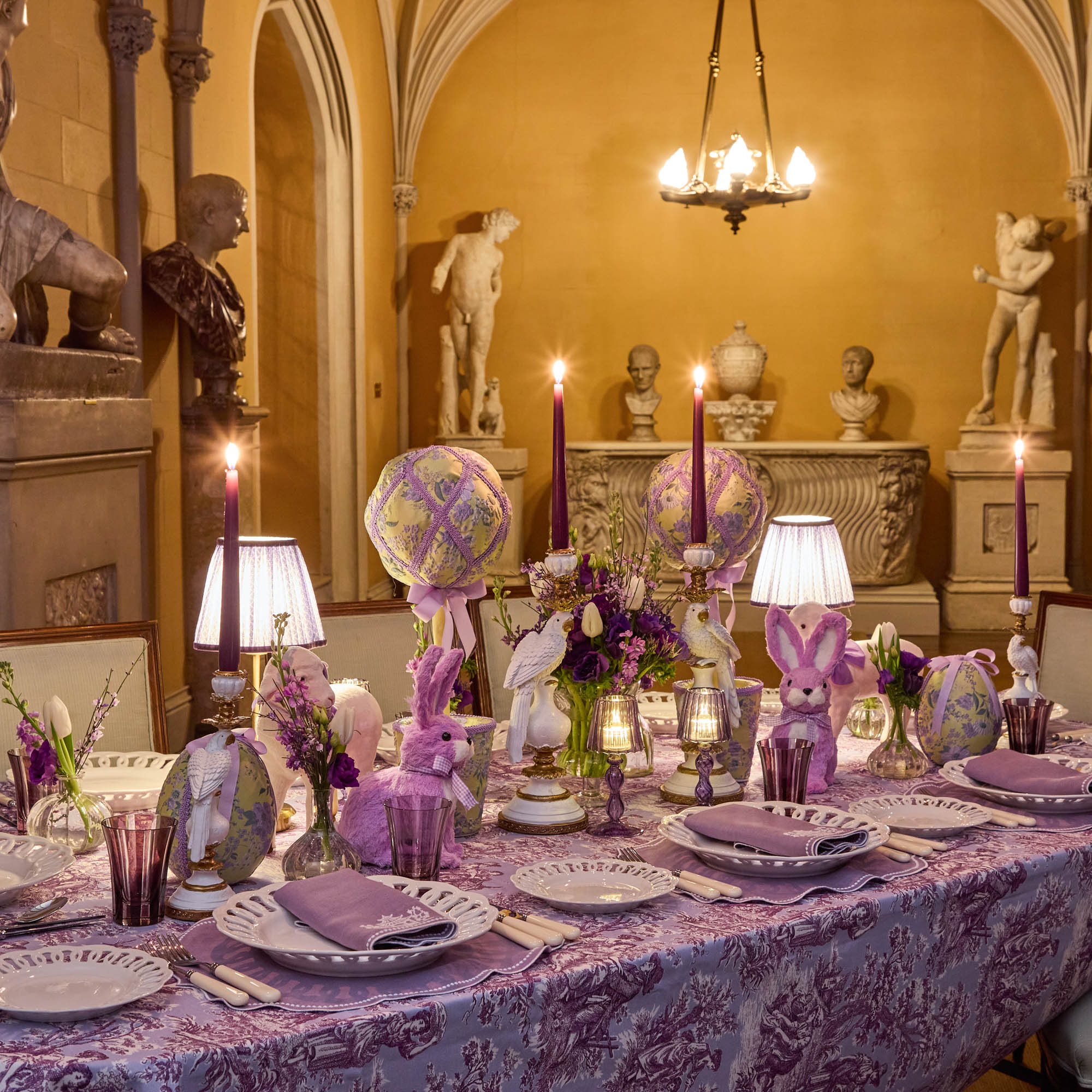 Purple Ottilie Toile Tablecloth