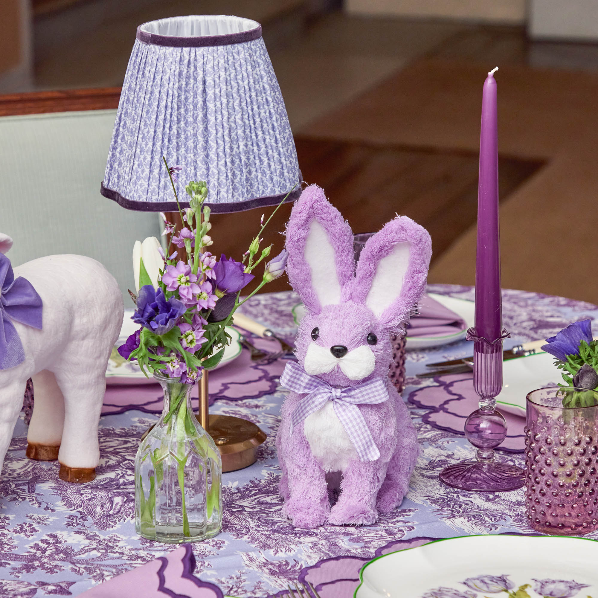 Tall Rechargeable Lamp with Lilac Lotus Shade (18cm)