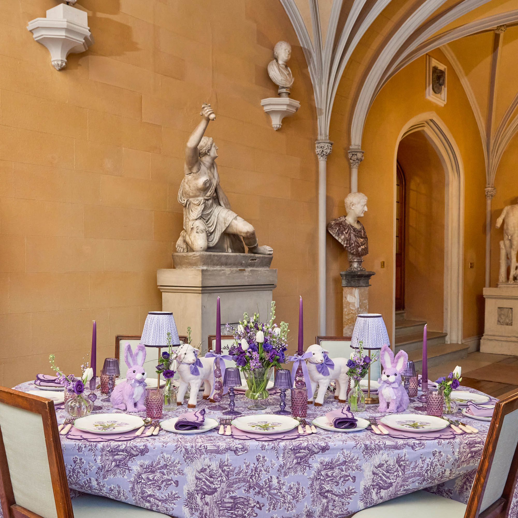 Purple Ottilie Toile Tablecloth