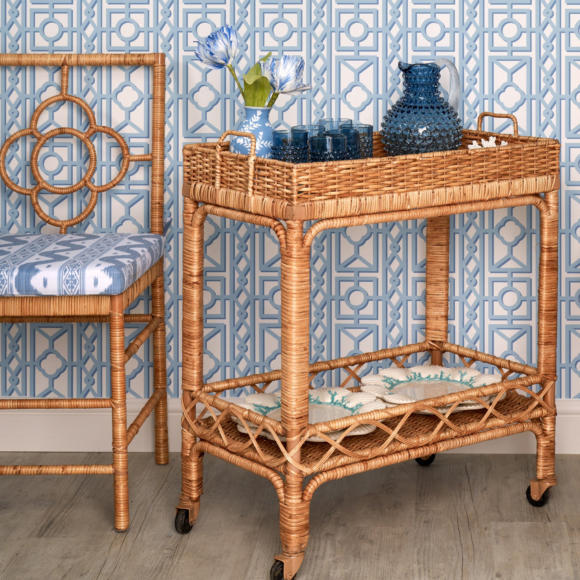 Giovanni Rattan Bar Cart