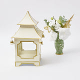 Turn any gathering into a stylish affair with the White & Gold Pagoda Lantern.