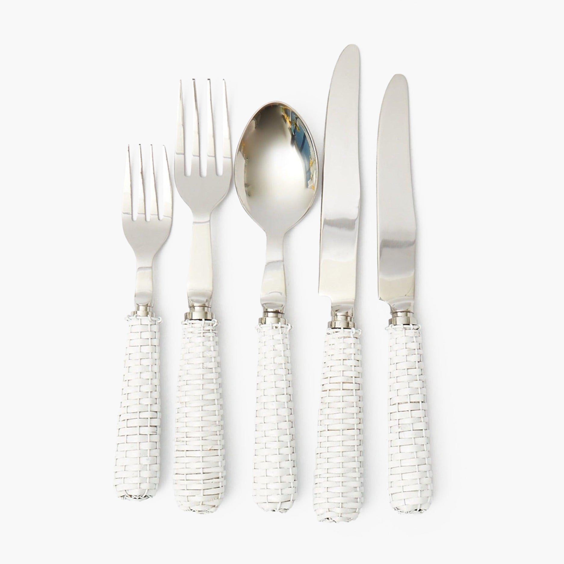 White Rattan Cutlery (5 Piece)