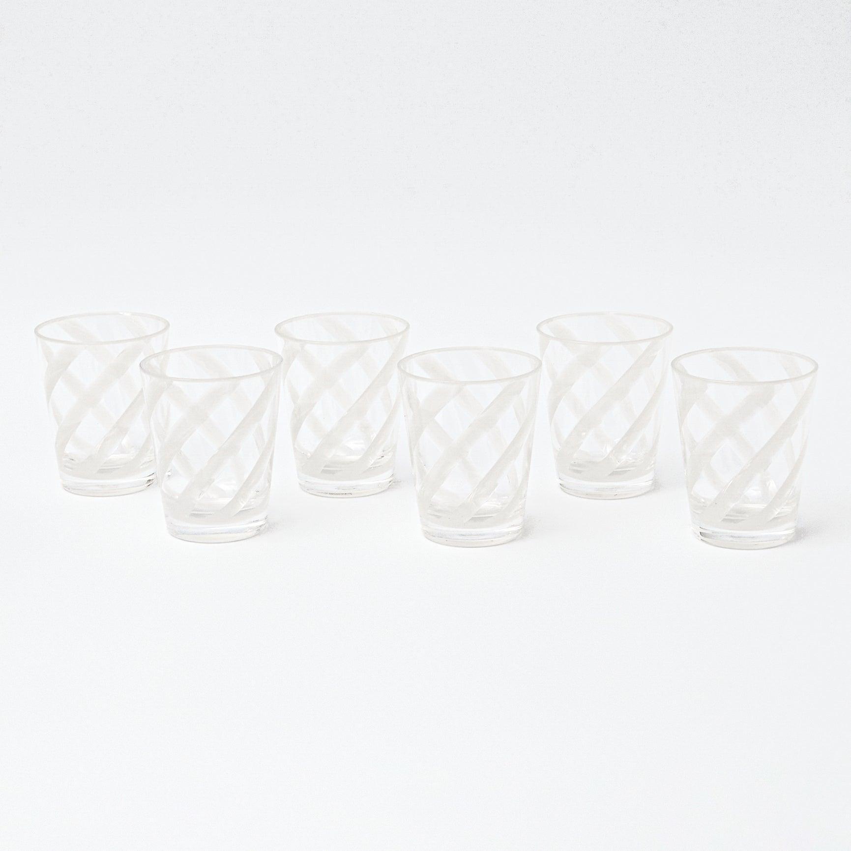 White Swirl Outdoor Glasses (Set of 6) - Mrs. Alice