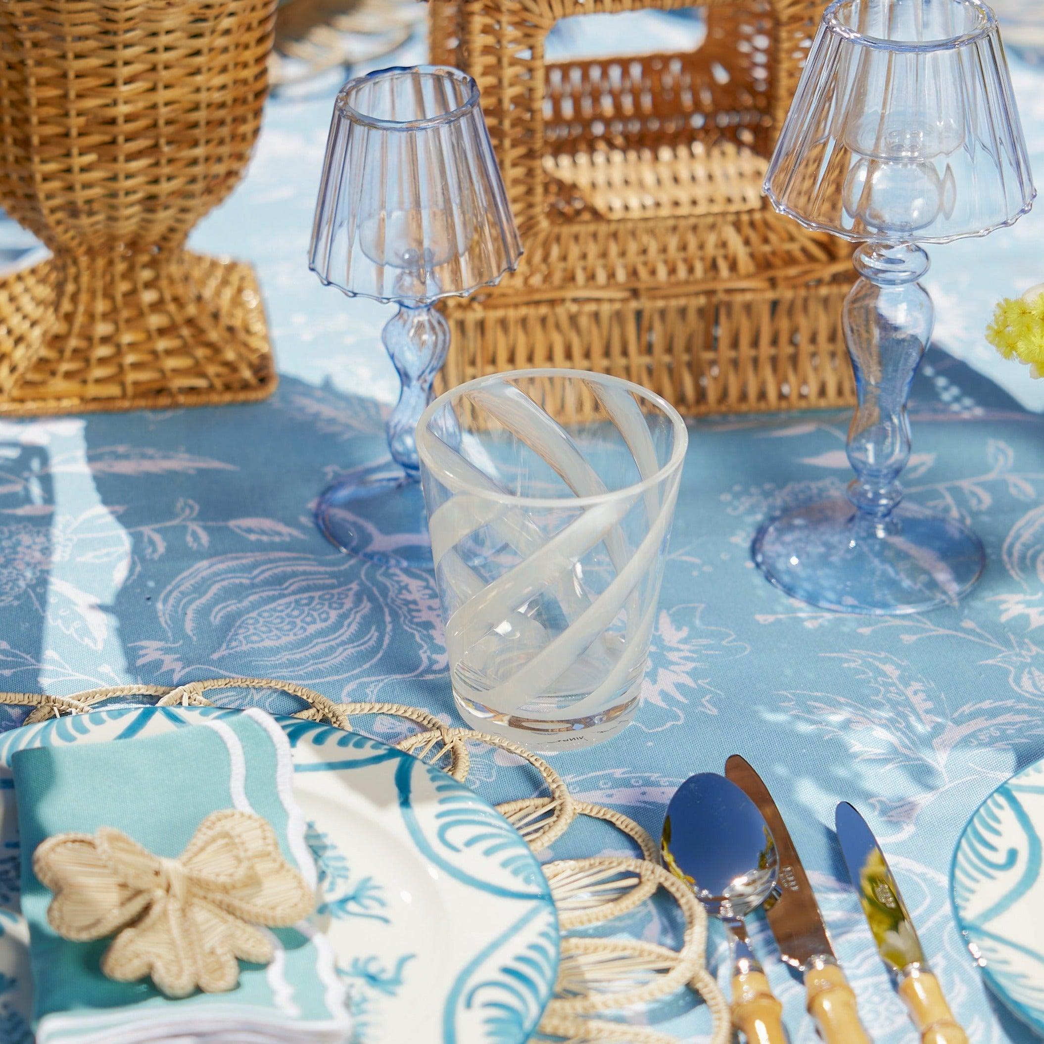 White Swirl Outdoor Glasses (Set of 6) - Mrs. Alice