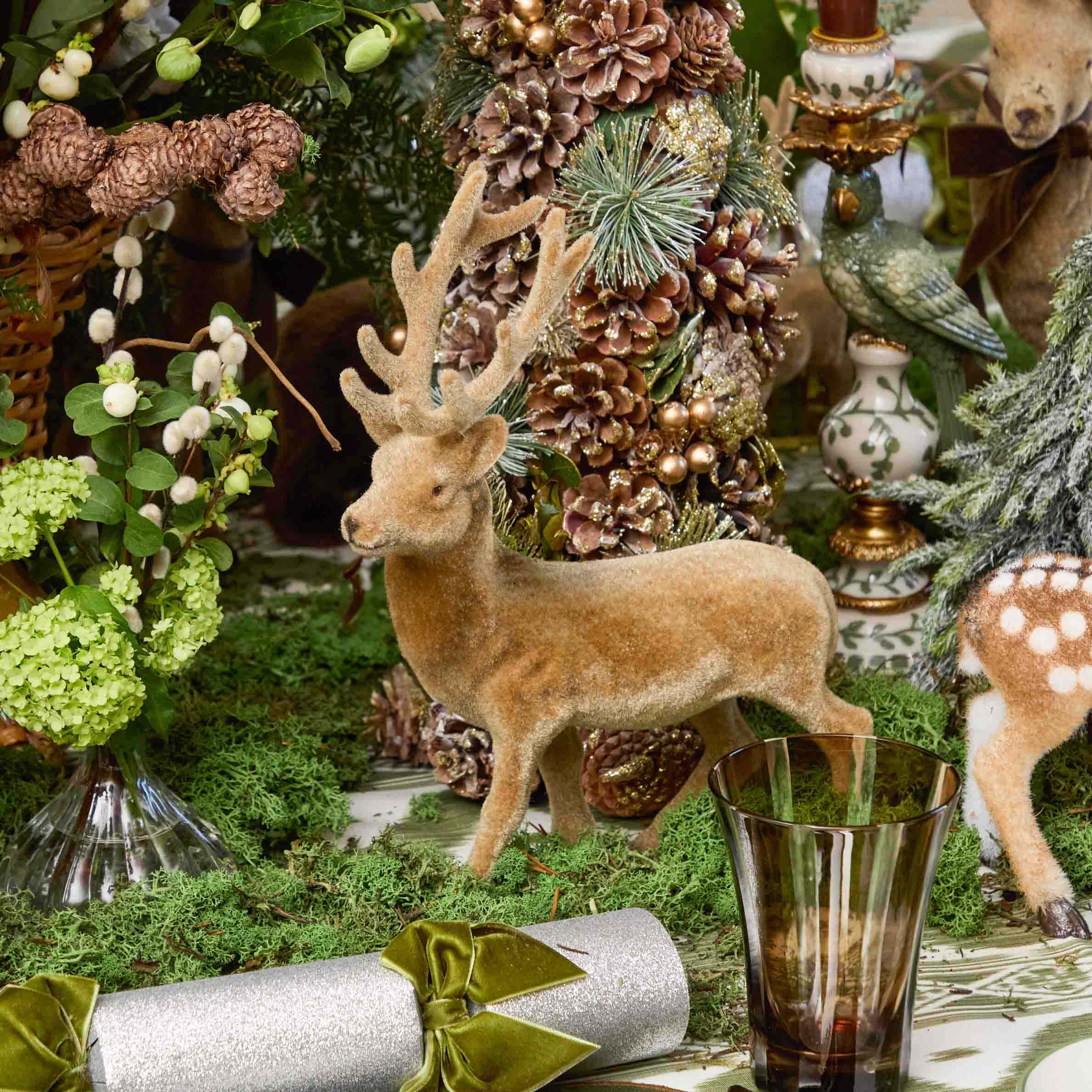 Taupe Velvet Reindeers (Pair)