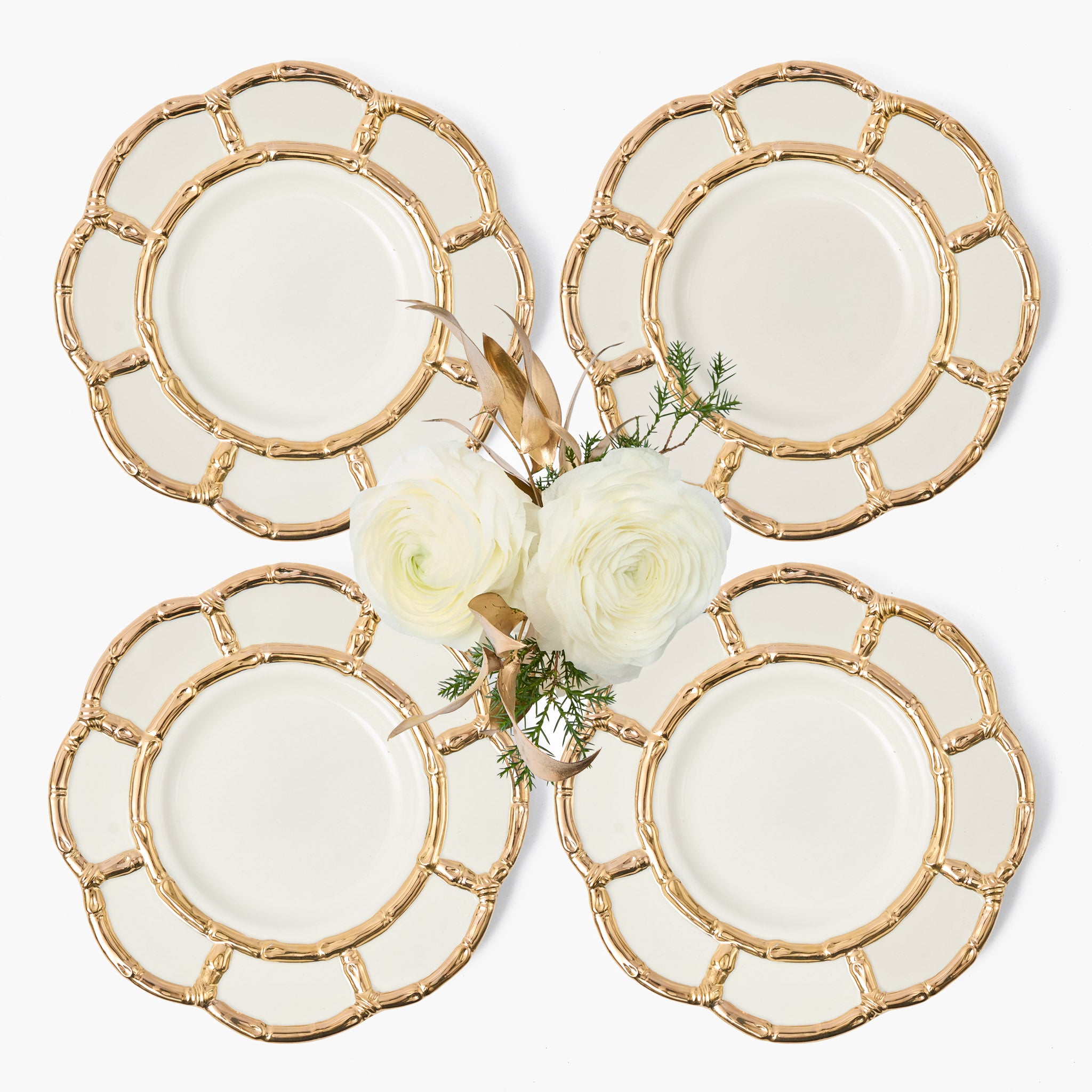 Gold Petal Bamboo Dinner Plates (Set of 4)