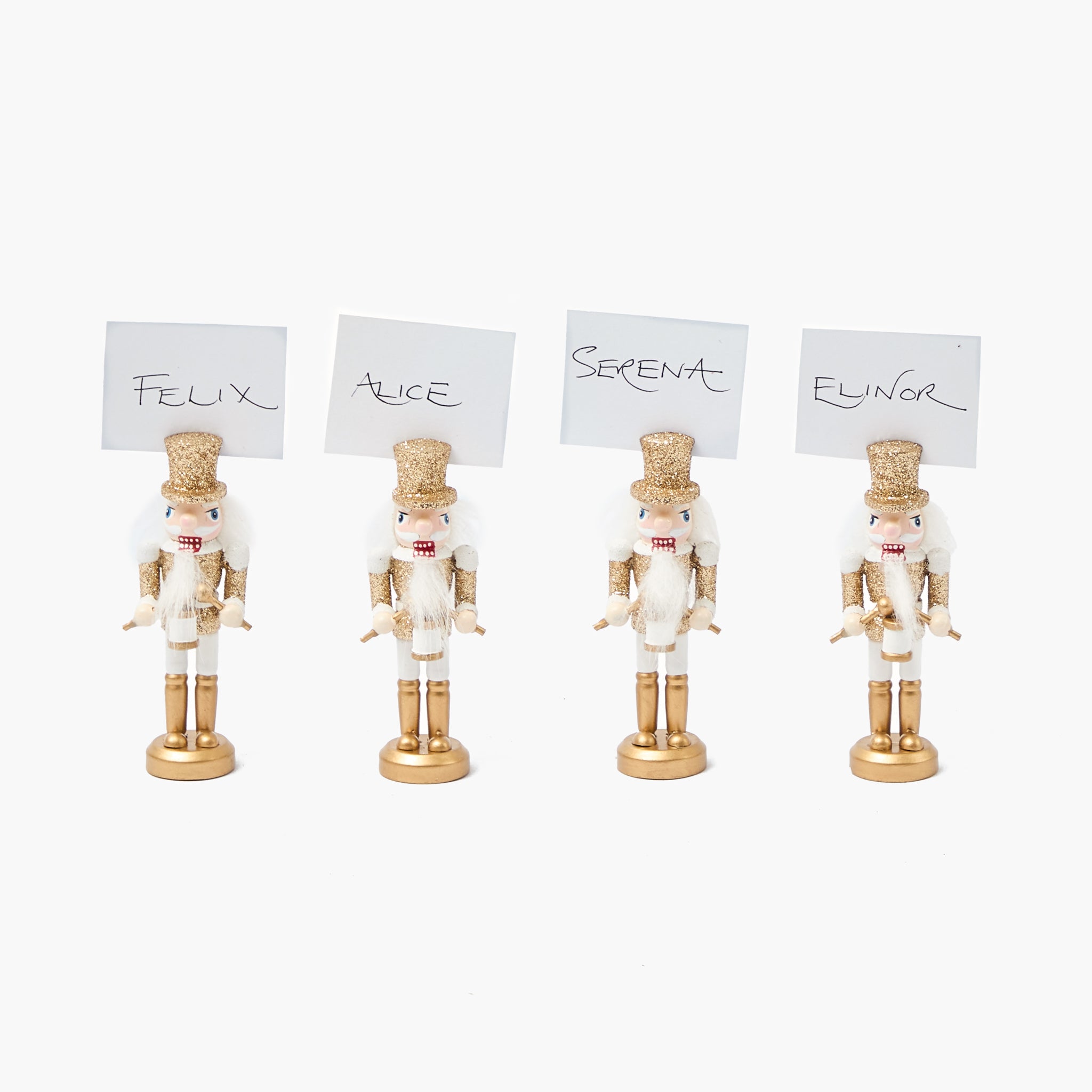 Gold Glitter Nutcracker Placecard Holders (Set of 4)