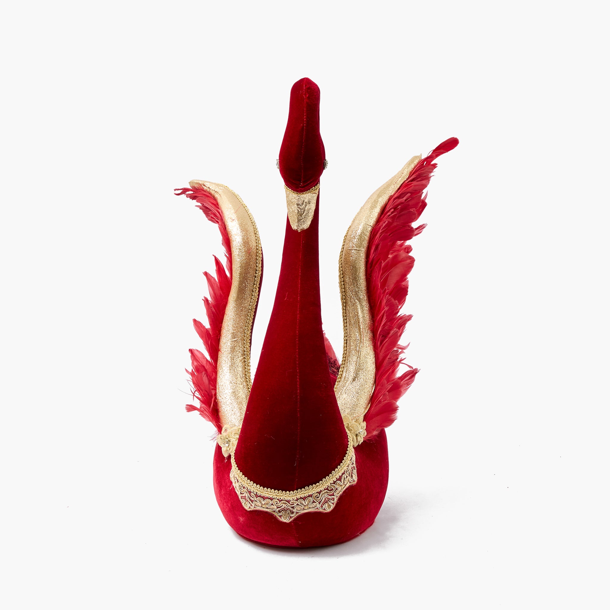 Large Burgundy Velvet Glitter Swan