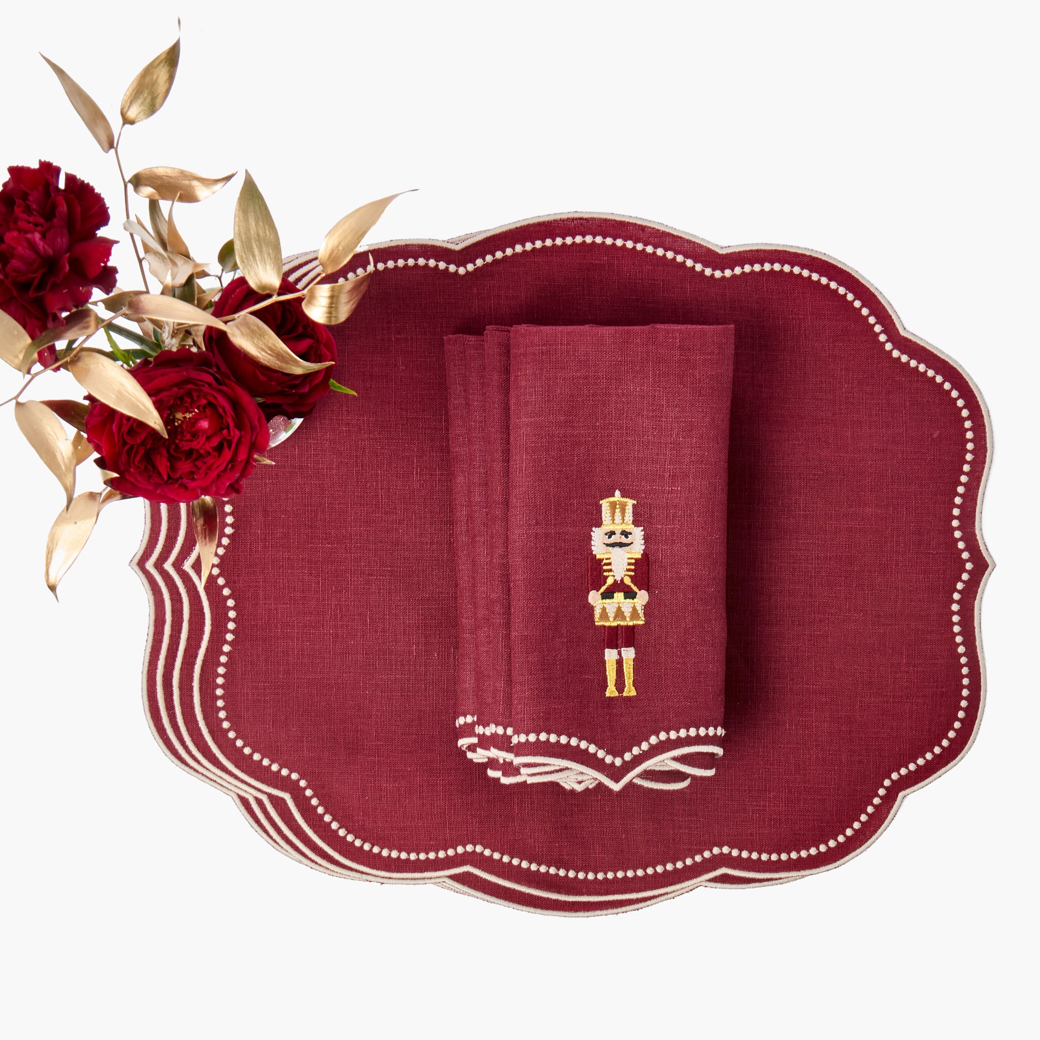 Eloise Burgundy Linen Placemats (Set of 4)