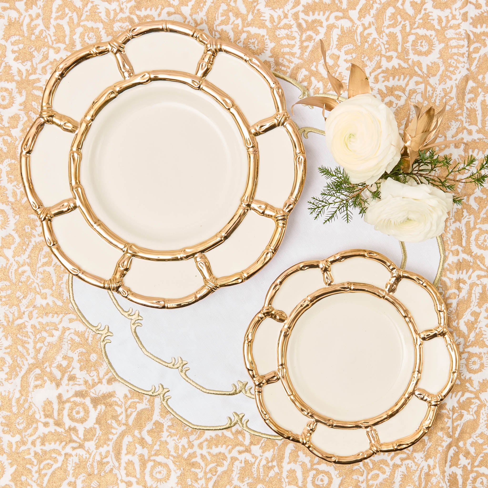 Gold Petal Bamboo Ceramic Starter Plate