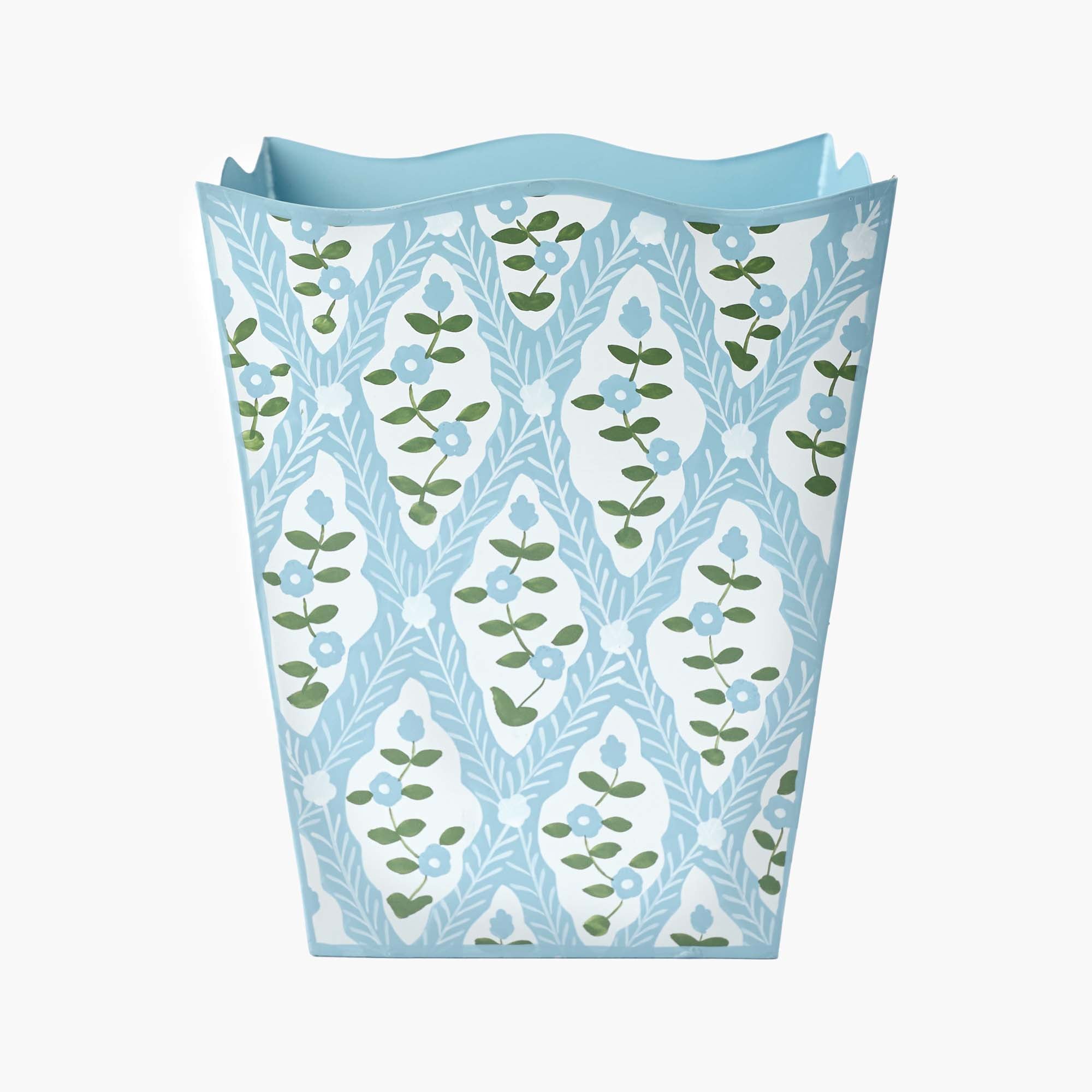 Blue Floral Trellis Bin
