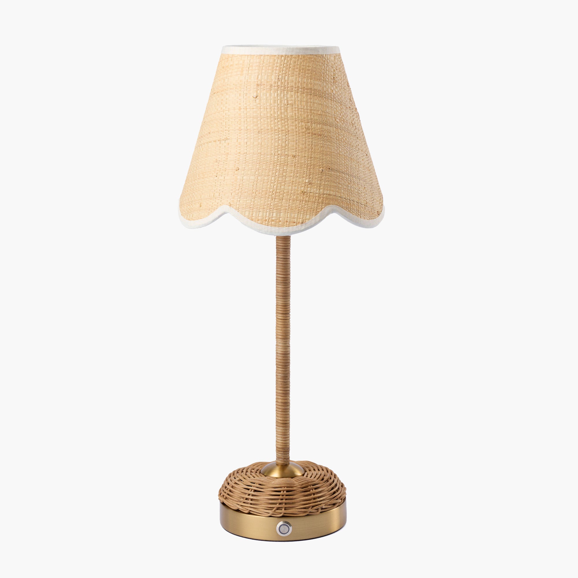 Rattan Ida Rechargeable Lamp with Grasscloth Shade (18cm)