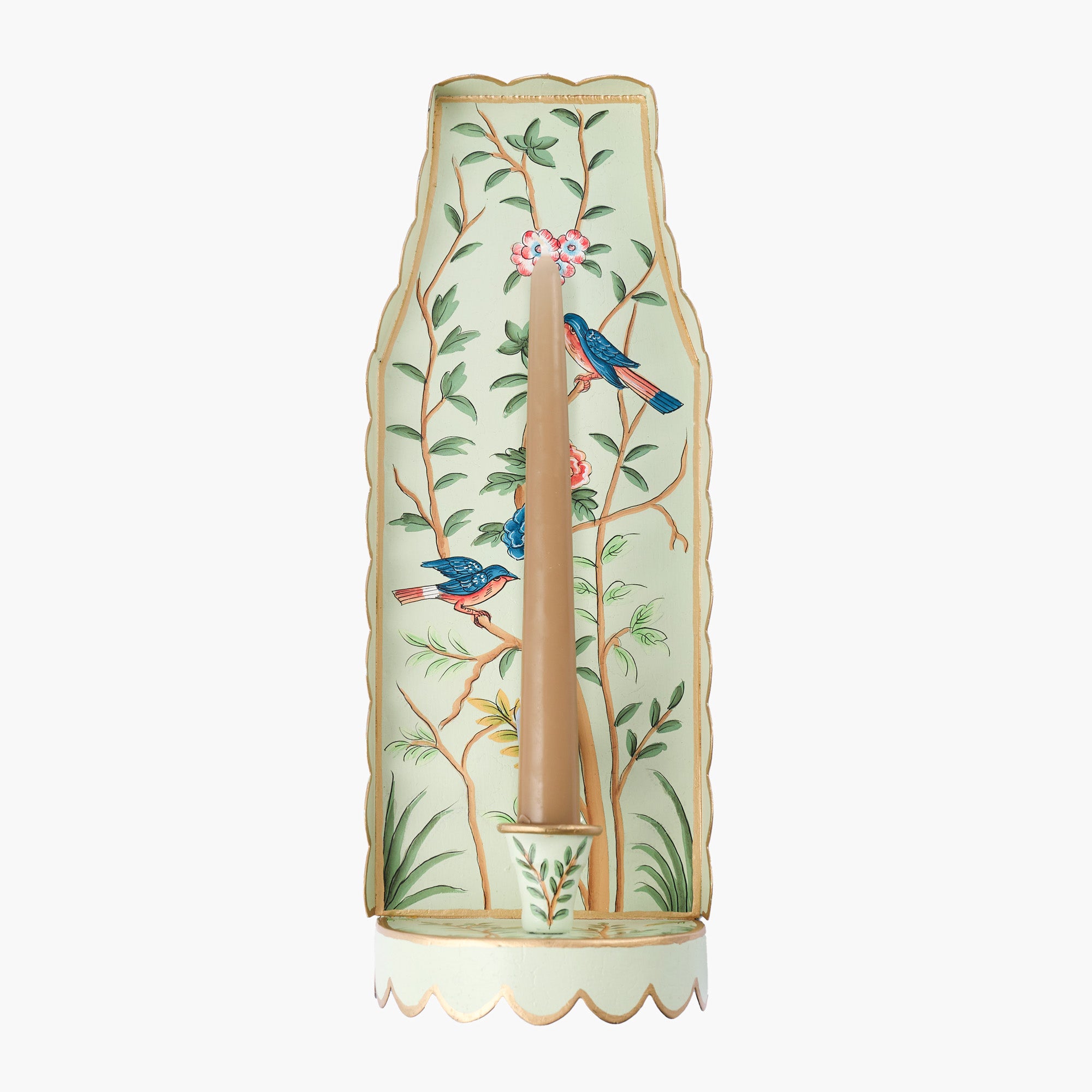 Green Chinoiserie Candle Sconce