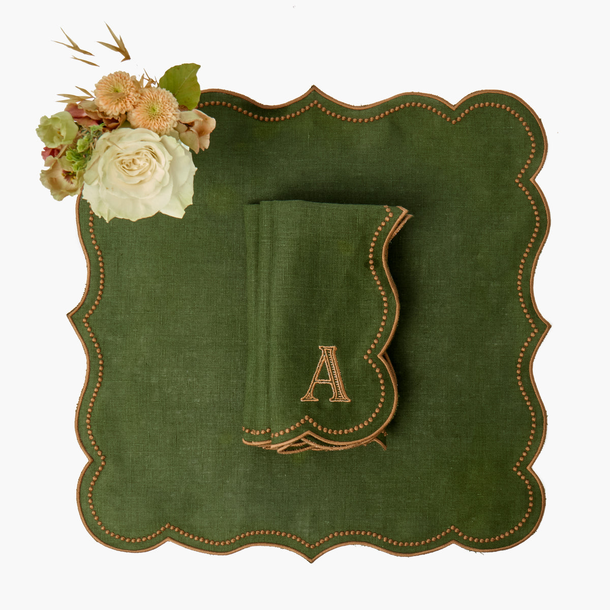 Mrs Alice Forest Green & Chocolate Eloise Linen Napkins (Set of 4) TruScore & Quality Report