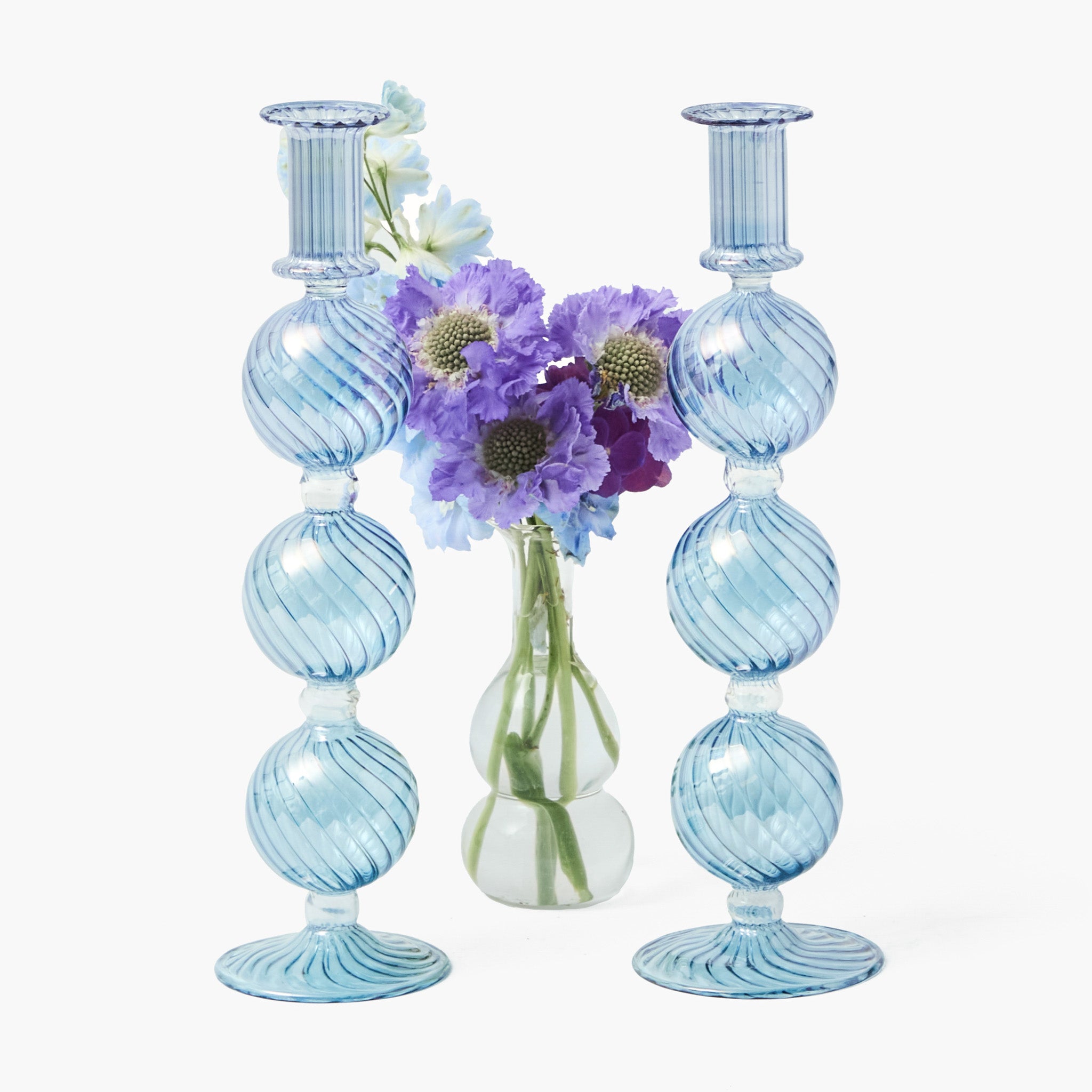 Camille Azure Candle Holder (Pair)