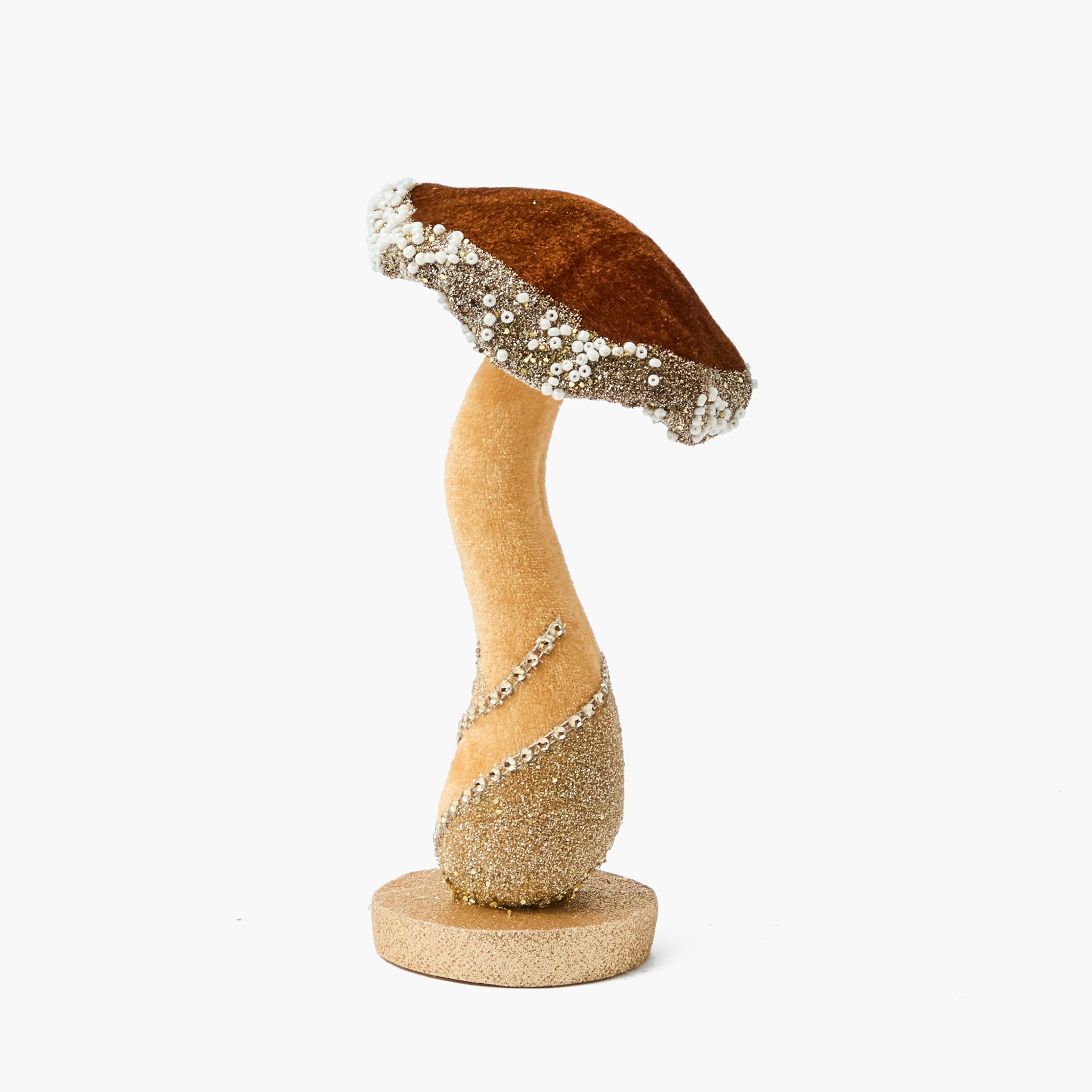 Chocolate Glitter Beaded Velvet Mushroom (Set of 6)