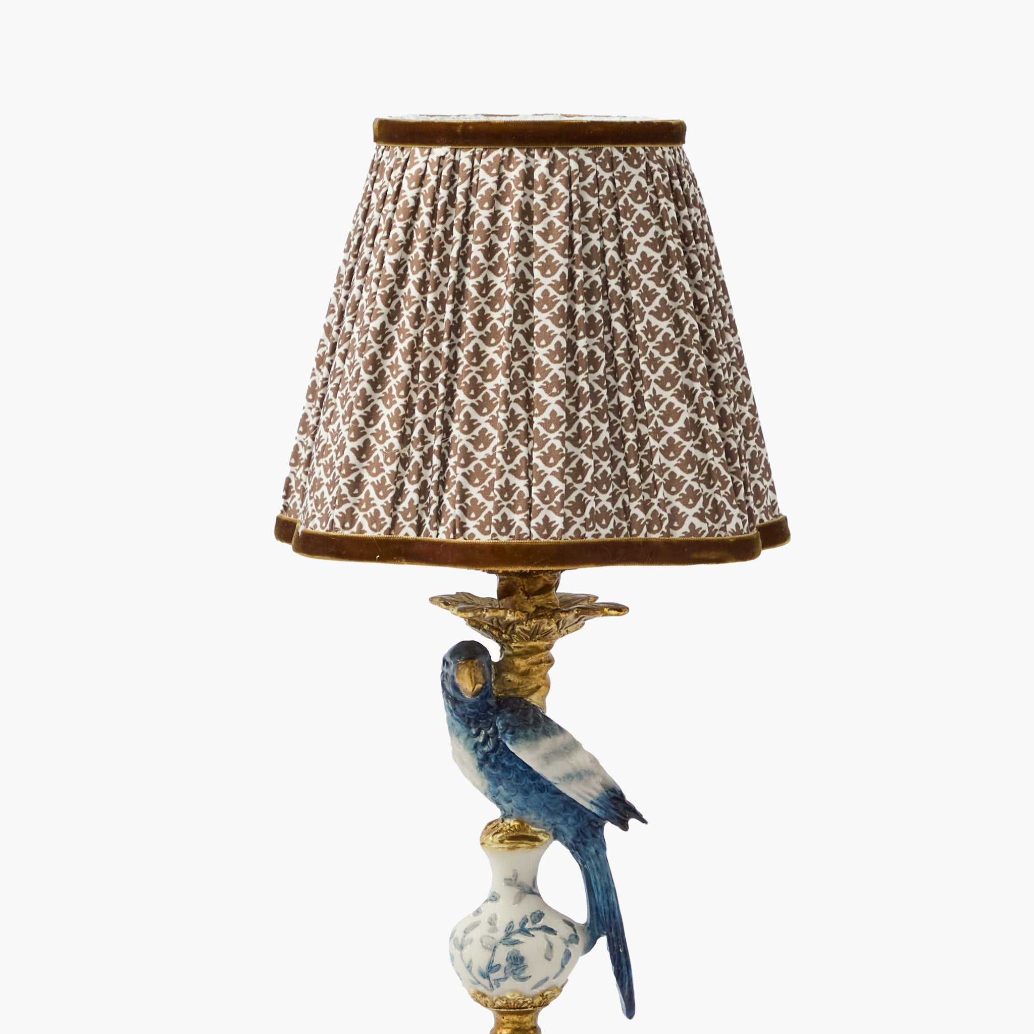 Blue Parrot Rechargeable Lamp with Chocolate Lotus Shade (18cm)