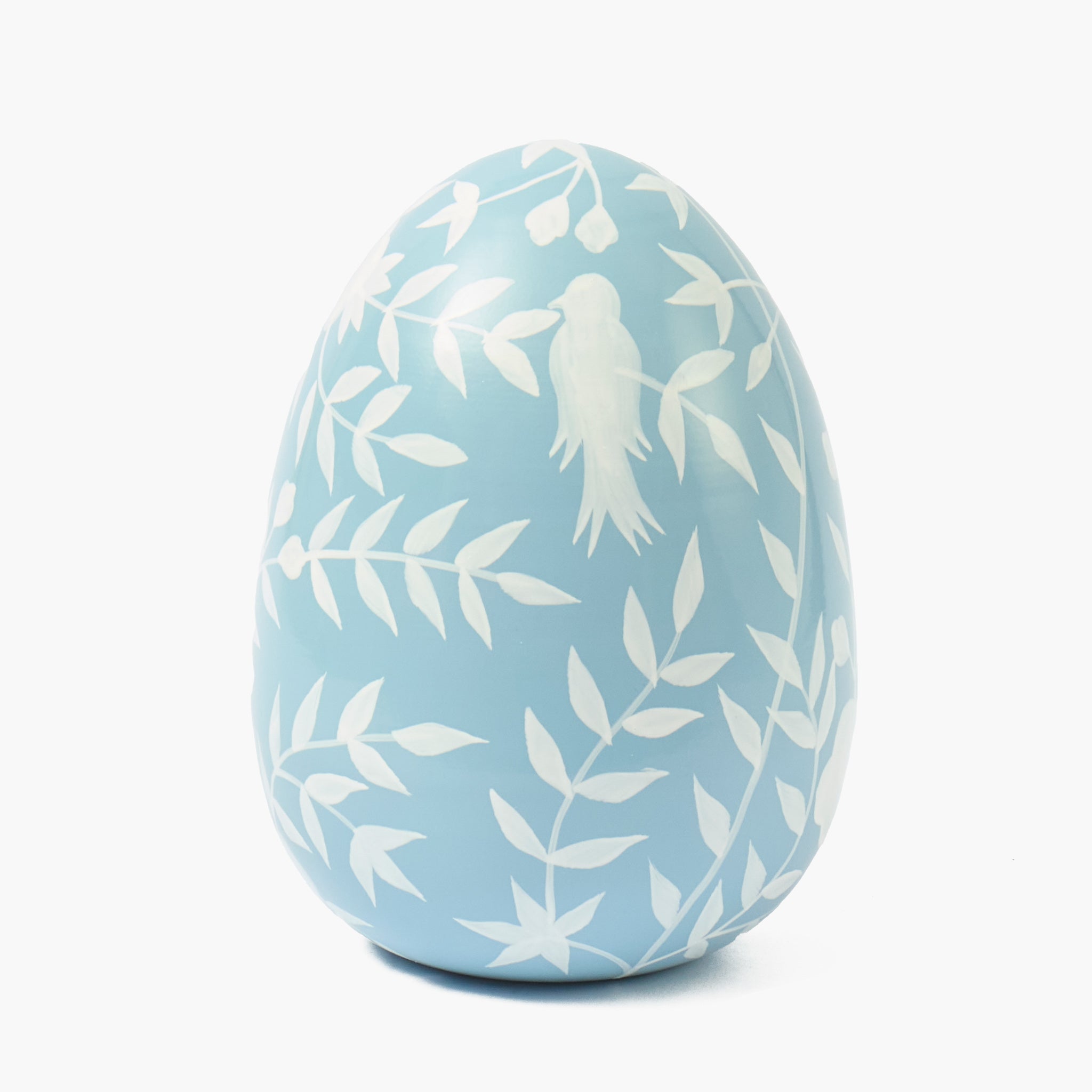 Large Blue Floral Tole Egg