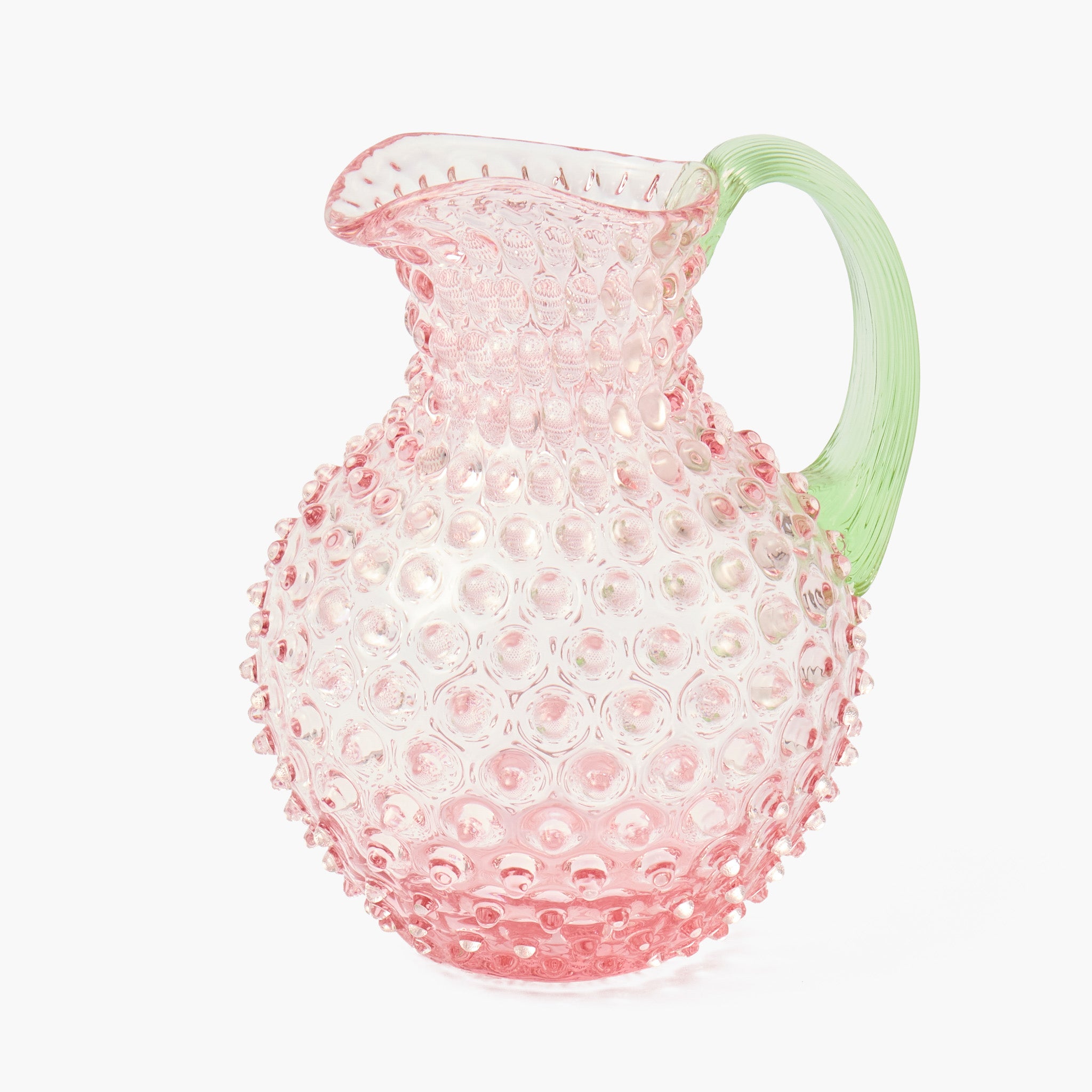 Rose Hobnail Jug with Emerald Handle