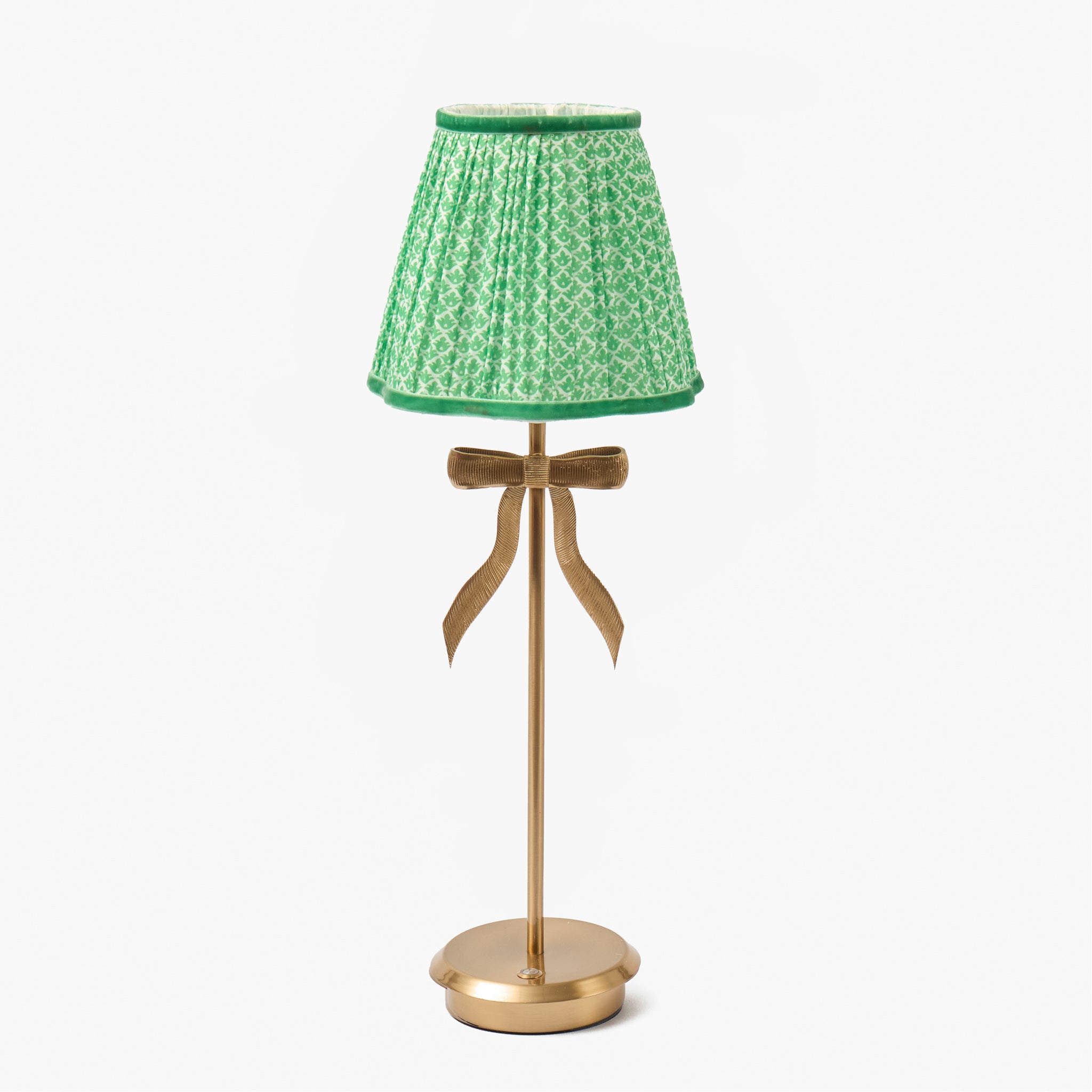 Tall Marilyn Bow Rechargeable Lamp with Green Lotus Shade (18cm)