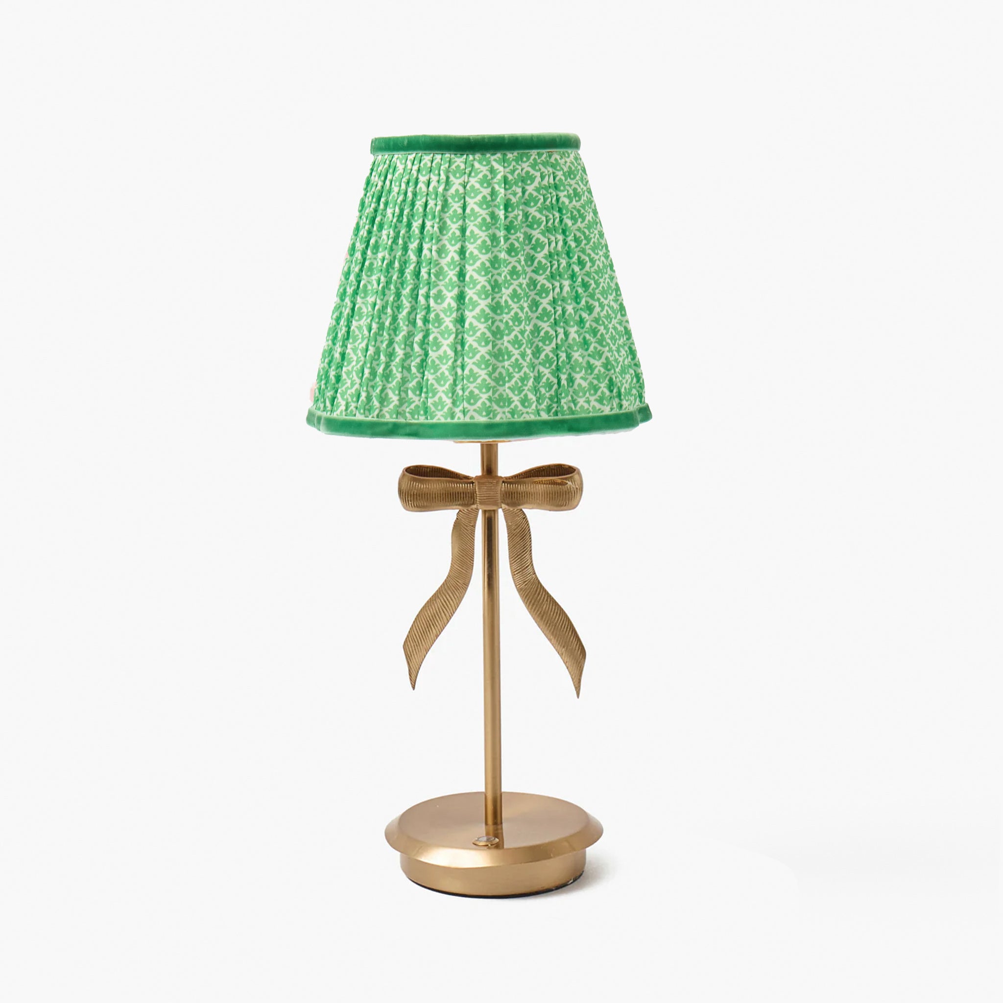 Marilyn Bow Rechargeable Lamp with Green Lotus Shade (18cm)