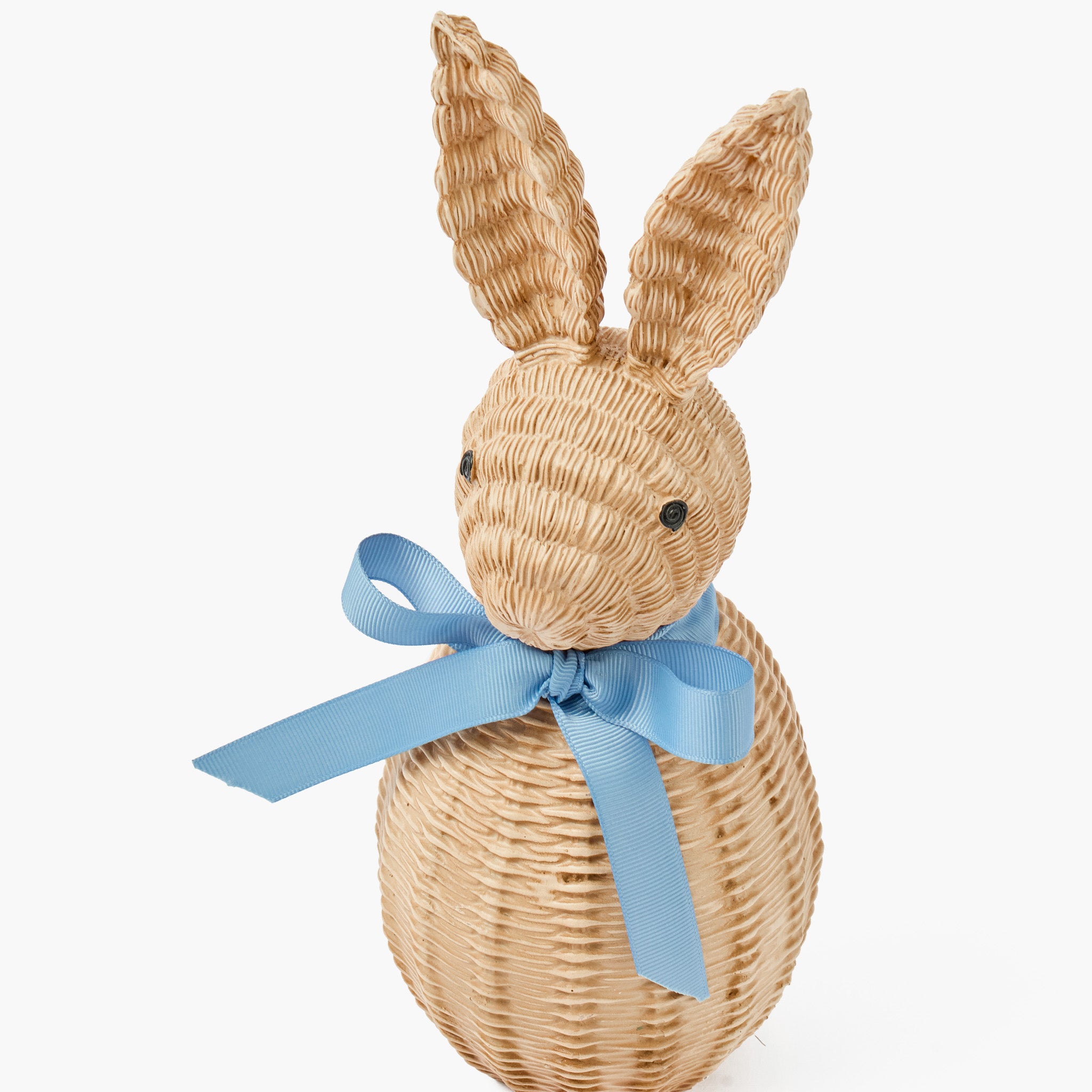 Rattan Bunny with Blue Bow (Pair)