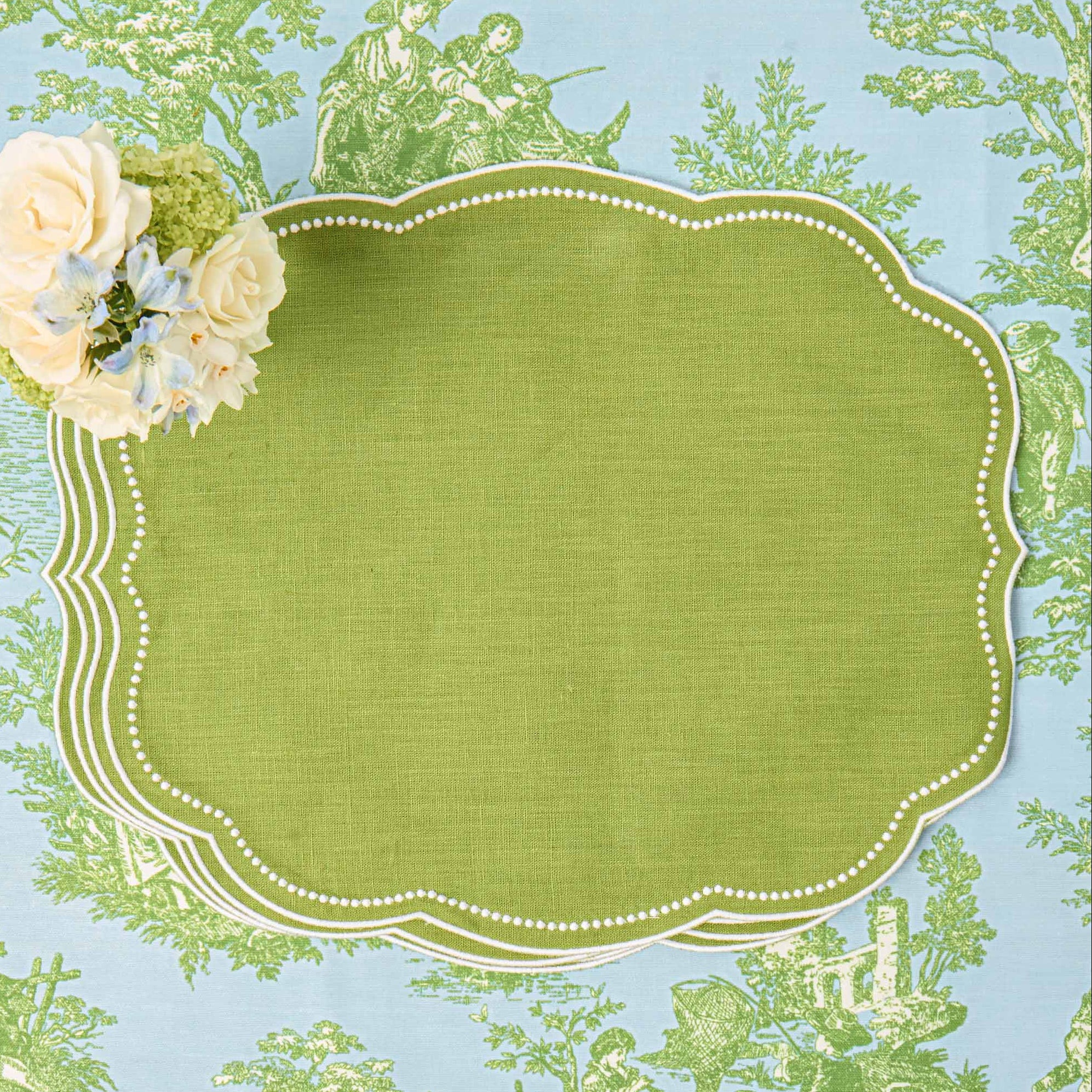 Eloise Green Linen Placemats (Set of 4)