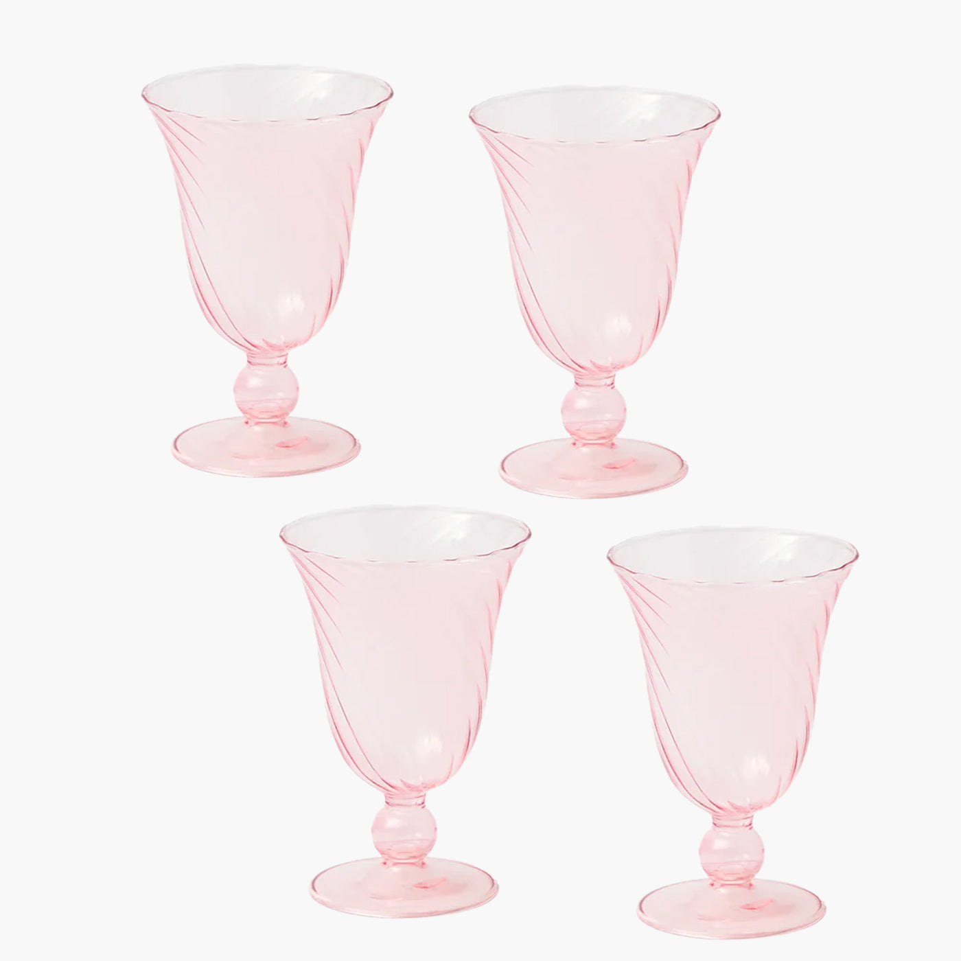 Pink Fluted Wine Glasses (Set of 4)