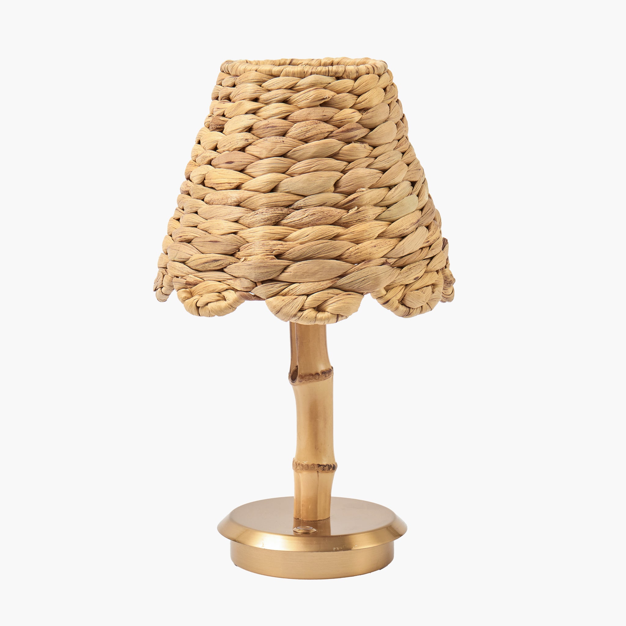 Bamboo Short Rechargeable Lamp with Seagrass Shade (18cm)