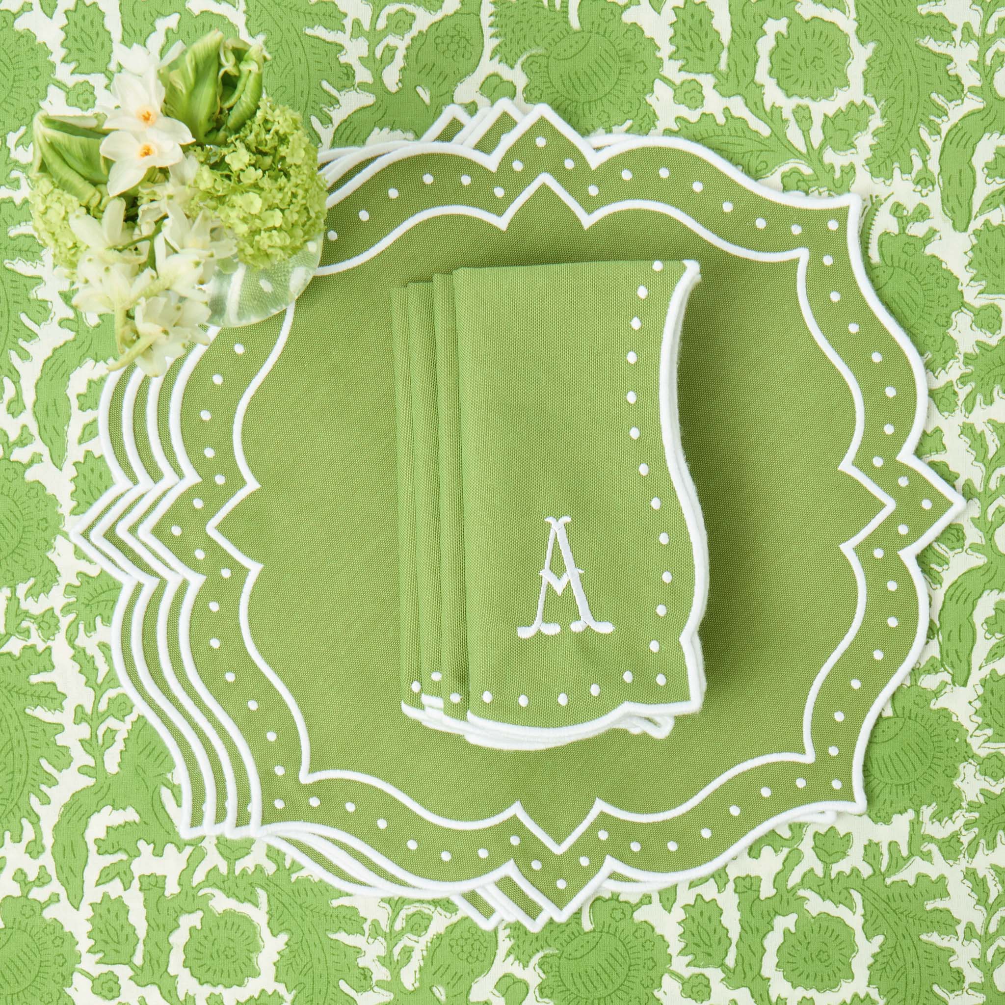 Celestria Green Placemats & Napkins (Set of 4)