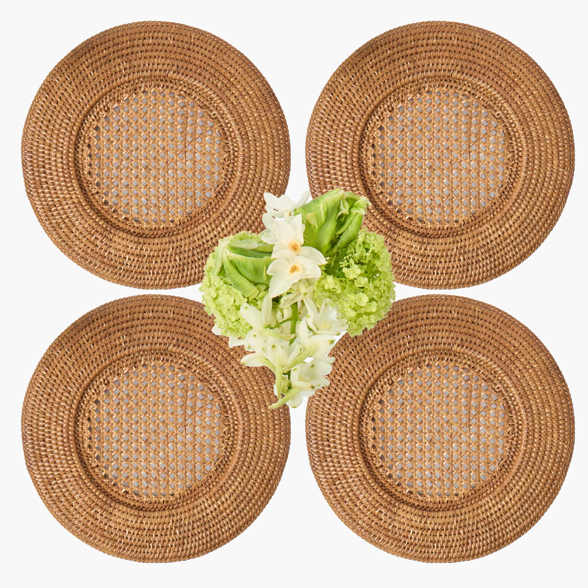 Brown Rattan Charger Plates (Set of 4)