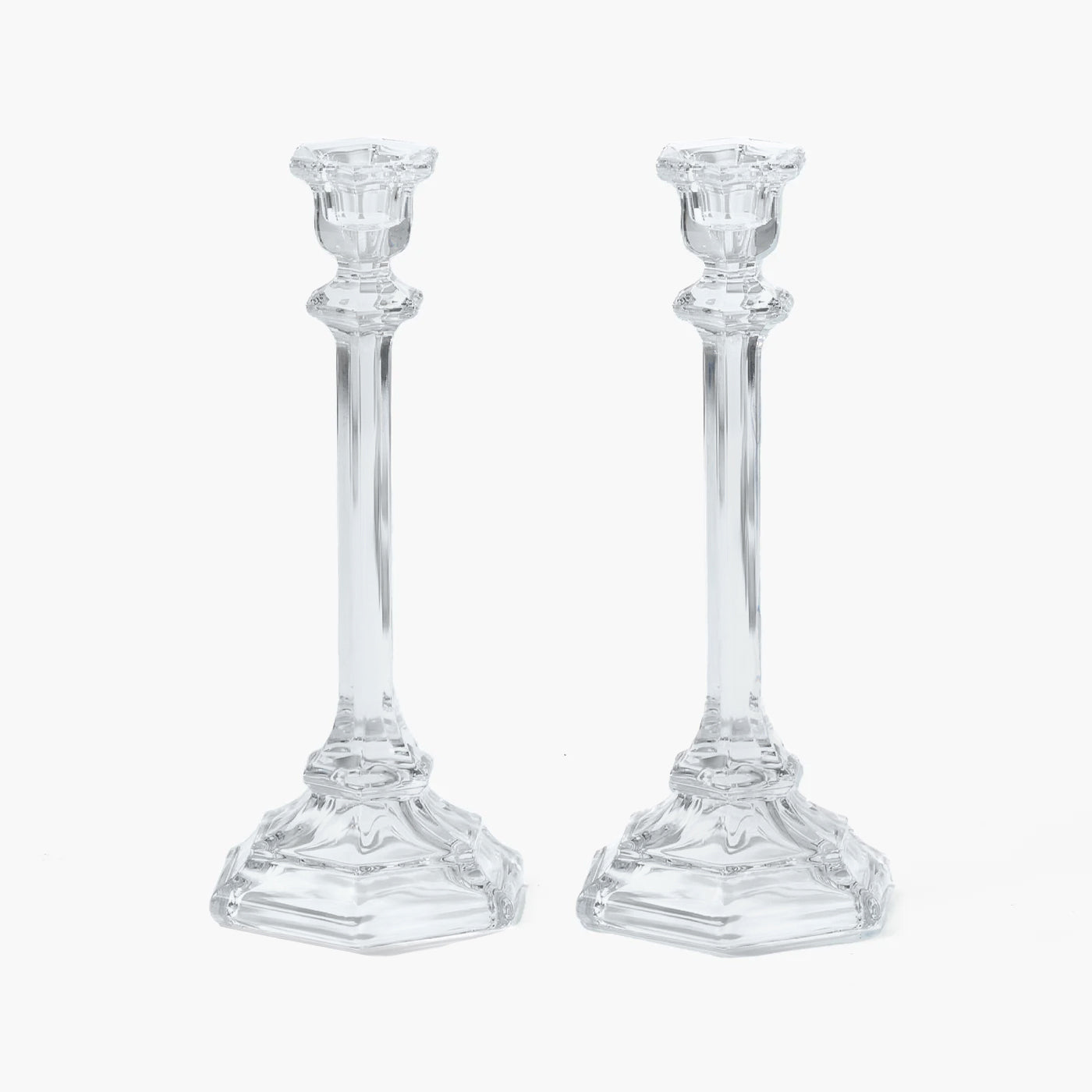 Glass Column Candle Holders (Pair)