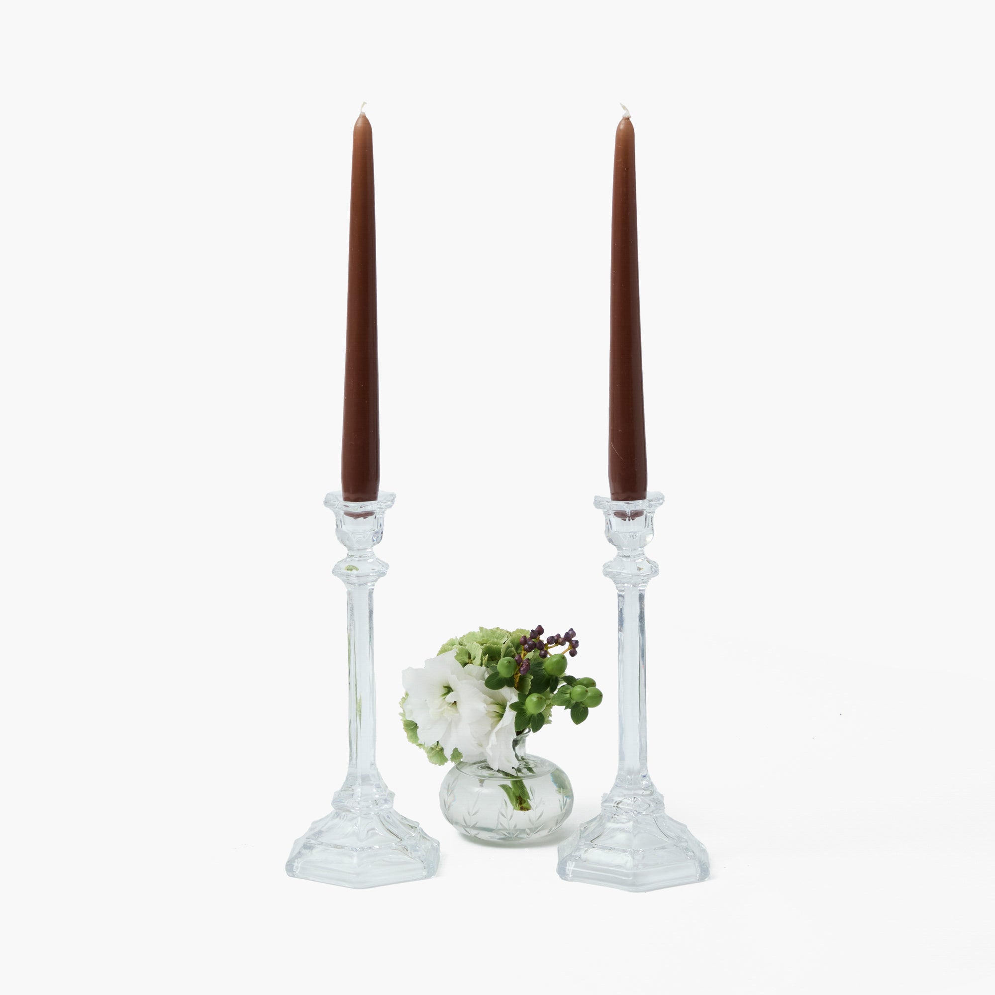 Glass Column Candle Holders (Pair)