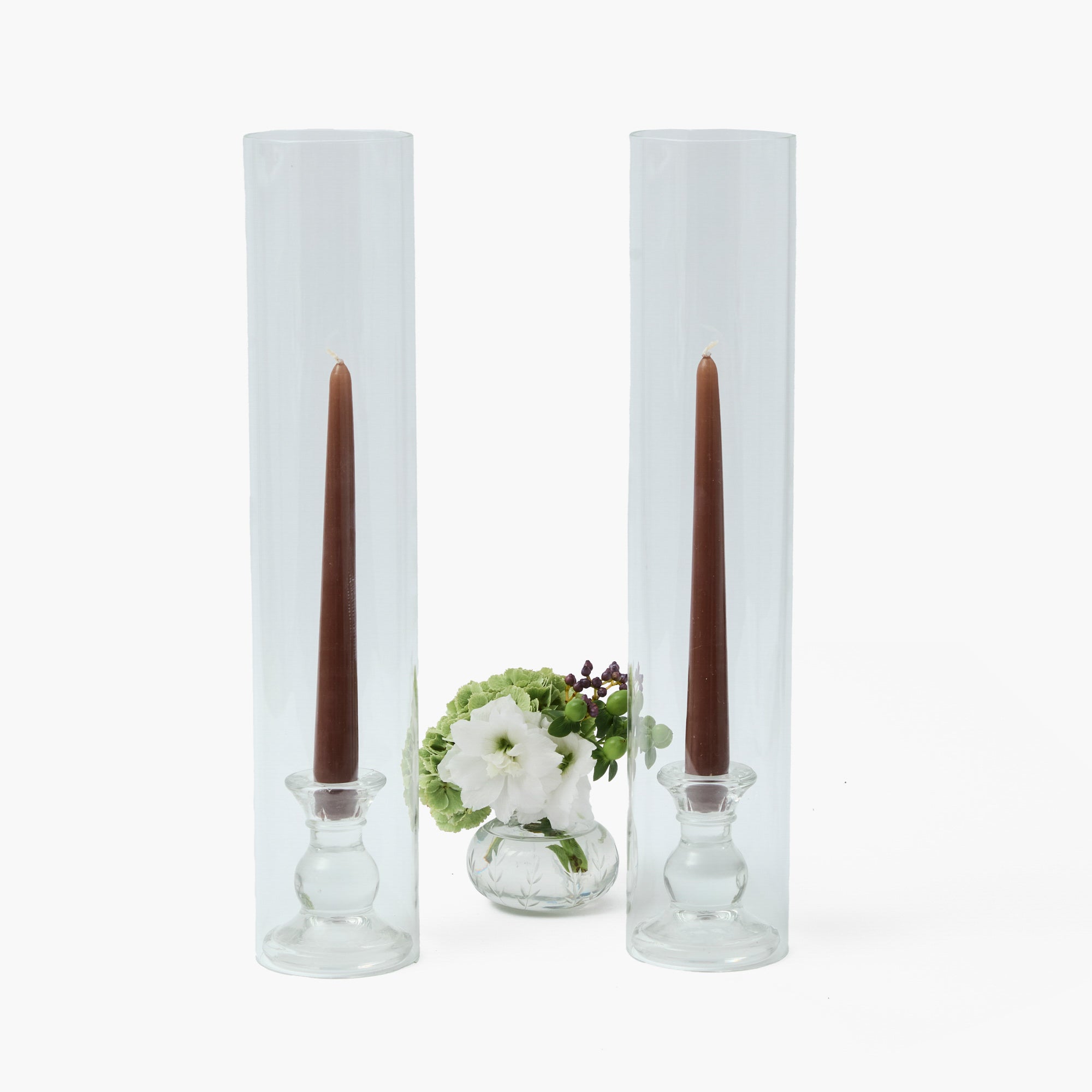 Large Claudia Glass Hurricane Candle Holder (Pair)